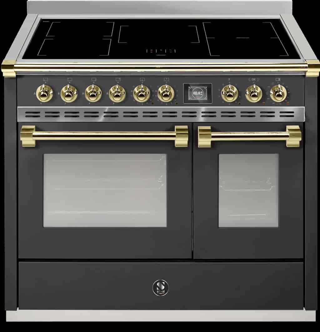 Steel Ascot Combi-Steam 100 cm 2 ovens Antracite/Brass Induction