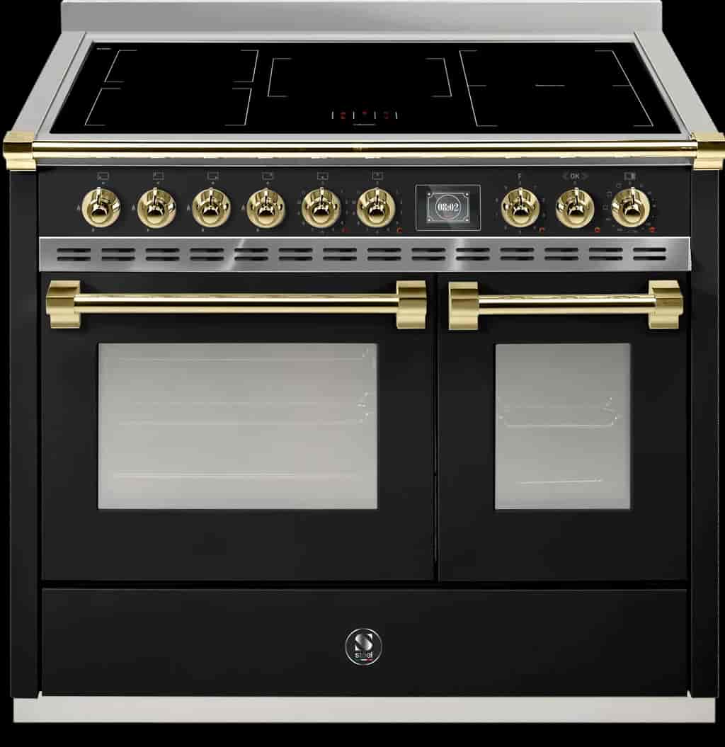 Steel Ascot Combi-Steam 100 cm 2 ovens Nero/Brass Induction