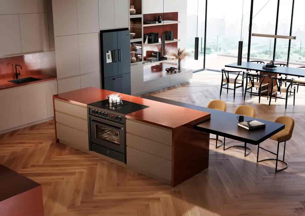 Steel Enfasi Mistral Multifunction 90 cm 1 oven All black Induction Integrated Hood wide glass