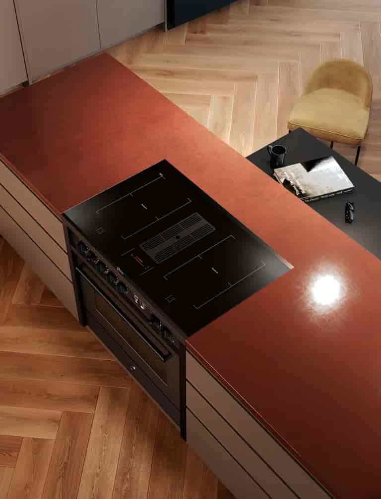 Steel Enfasi Mistral Multifunction 90 cm 1 oven All black Induction Integrated Hood wide glass