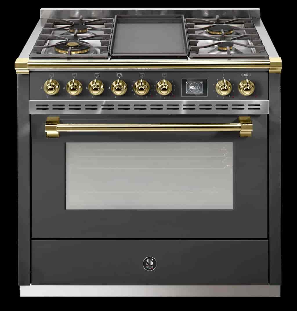 Steel Ascot Combi-Steam 90 cm 1 oven Antracite/Brass Gas Barbecue