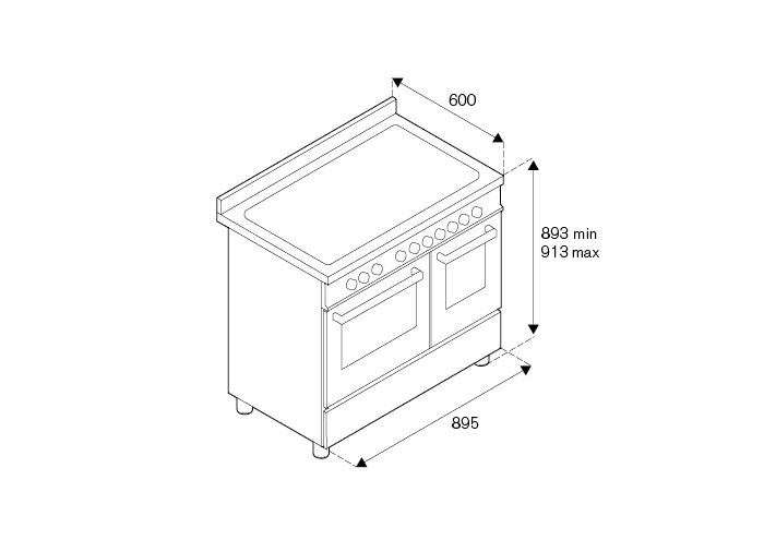 Bertazzoni Professional, Gasspis 90x60, 2 Ugnar, Vit