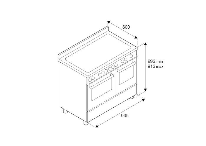 Bertazzoni Professional, Induktionsspis 100x60 2 Ugnar, Carbonio