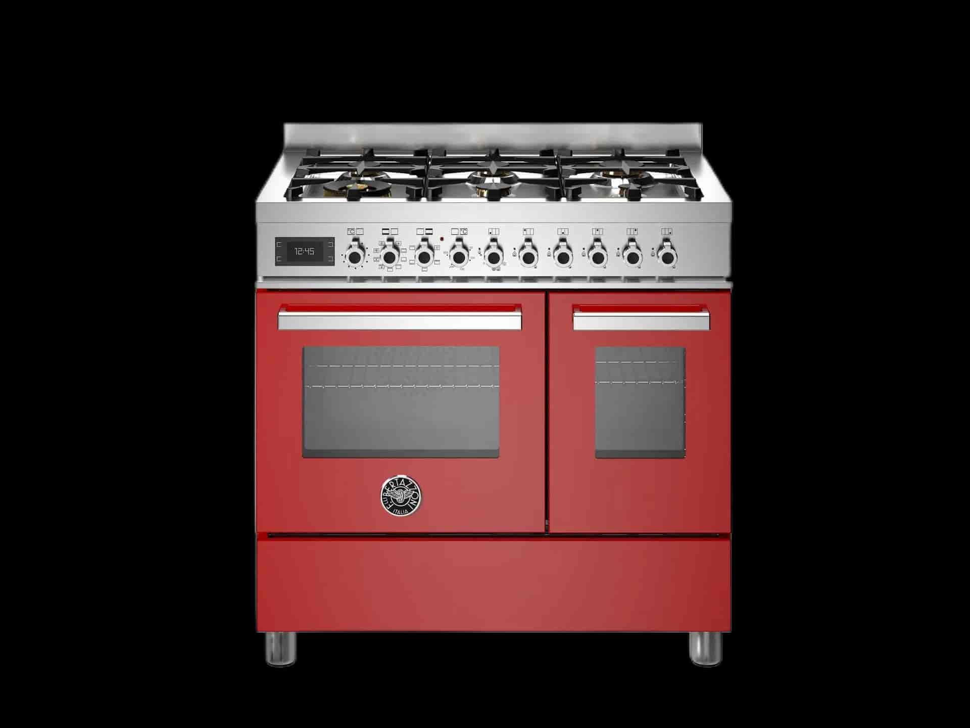 Bertazzoni Professional, Gasspis 90x60, 2 Ugnar, Röd