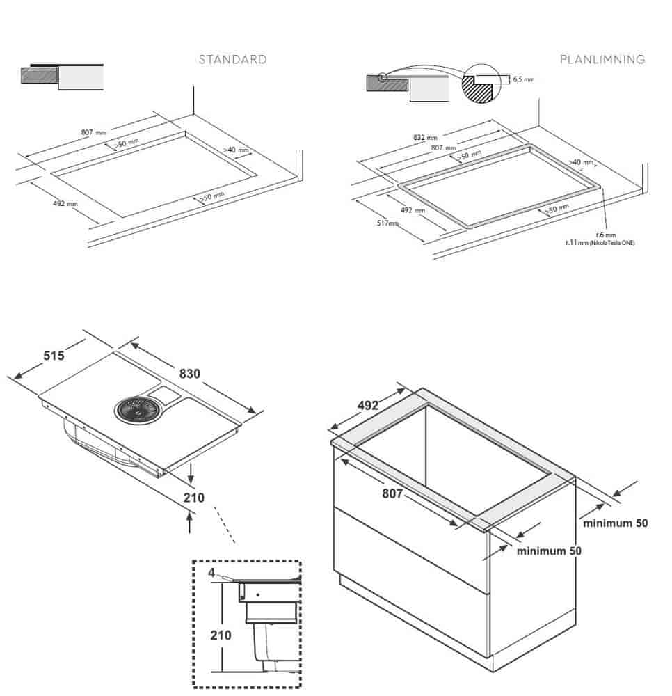 Eico Spishäll med inbyggd fläkt, NikolaTesla Switch Glow BL/F/83, återcirkulering