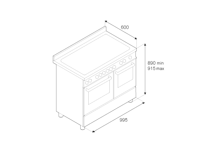 Bertazzoni Professional, Induktionsspis 100x60 3 Ugnar, Carbonio