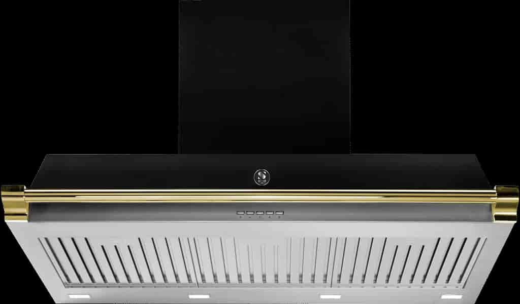 Steel Ascot Hood 90 cm Nero/Brass