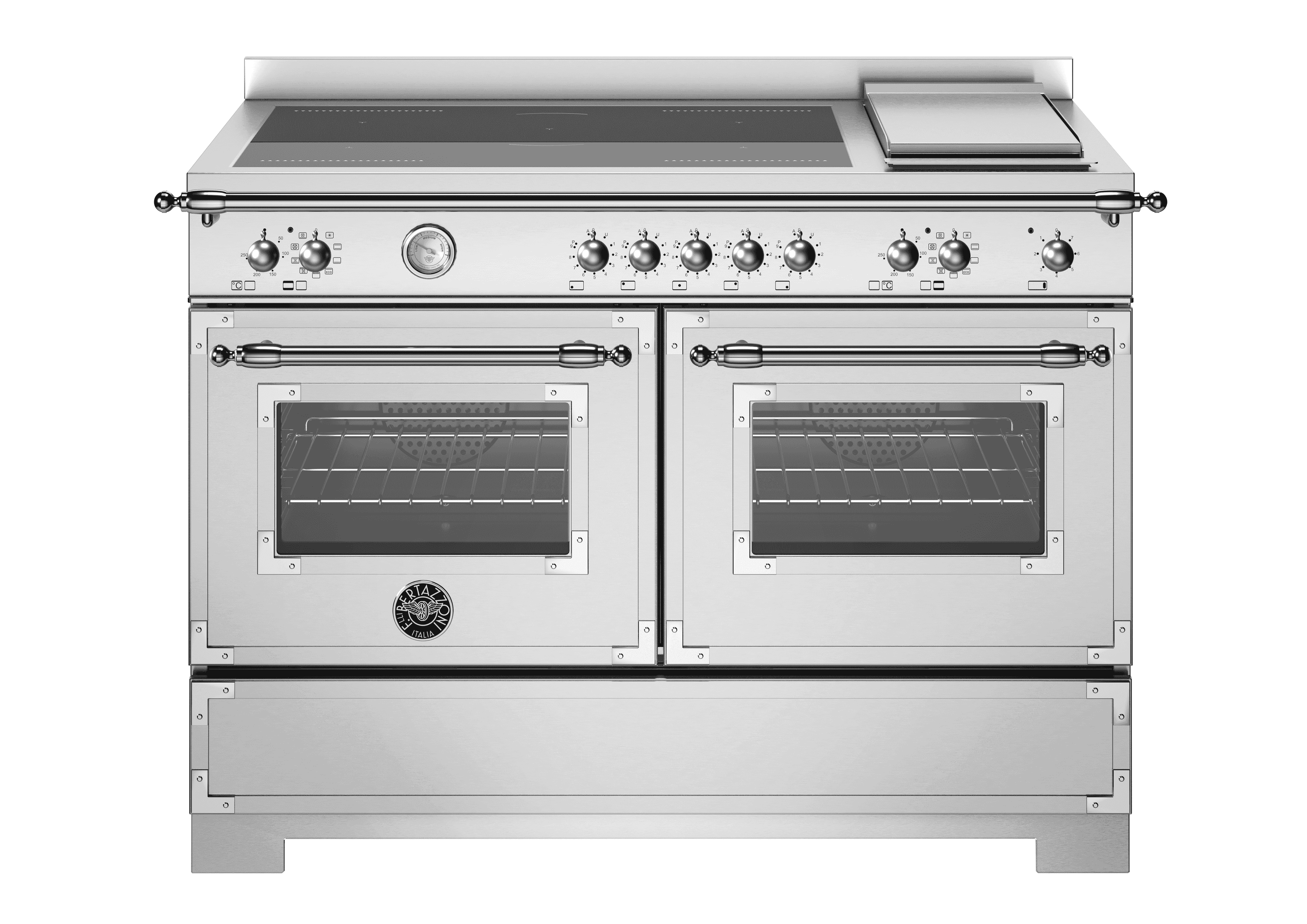 Bertazzoni, Heritage-serien, Induktionsspis, 120 cm, 5 zoner + elektrisk stekbord, 2 ugnar. Rostfri