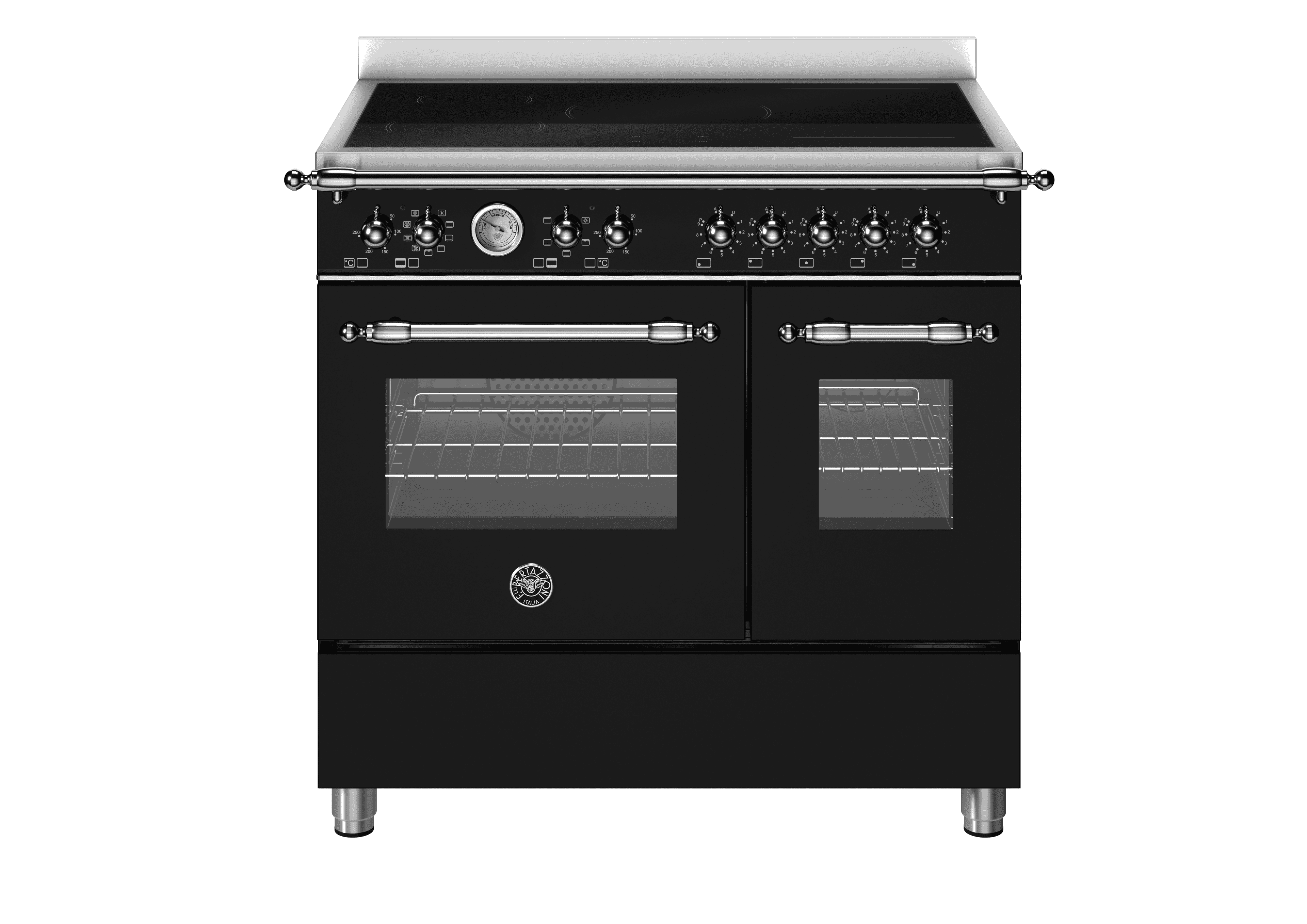 Bertazzoni, Heritage-serien, Induktionsspis utan dekorram, 90 cm, 5 zoner, 2 ugnar. Mattsvart