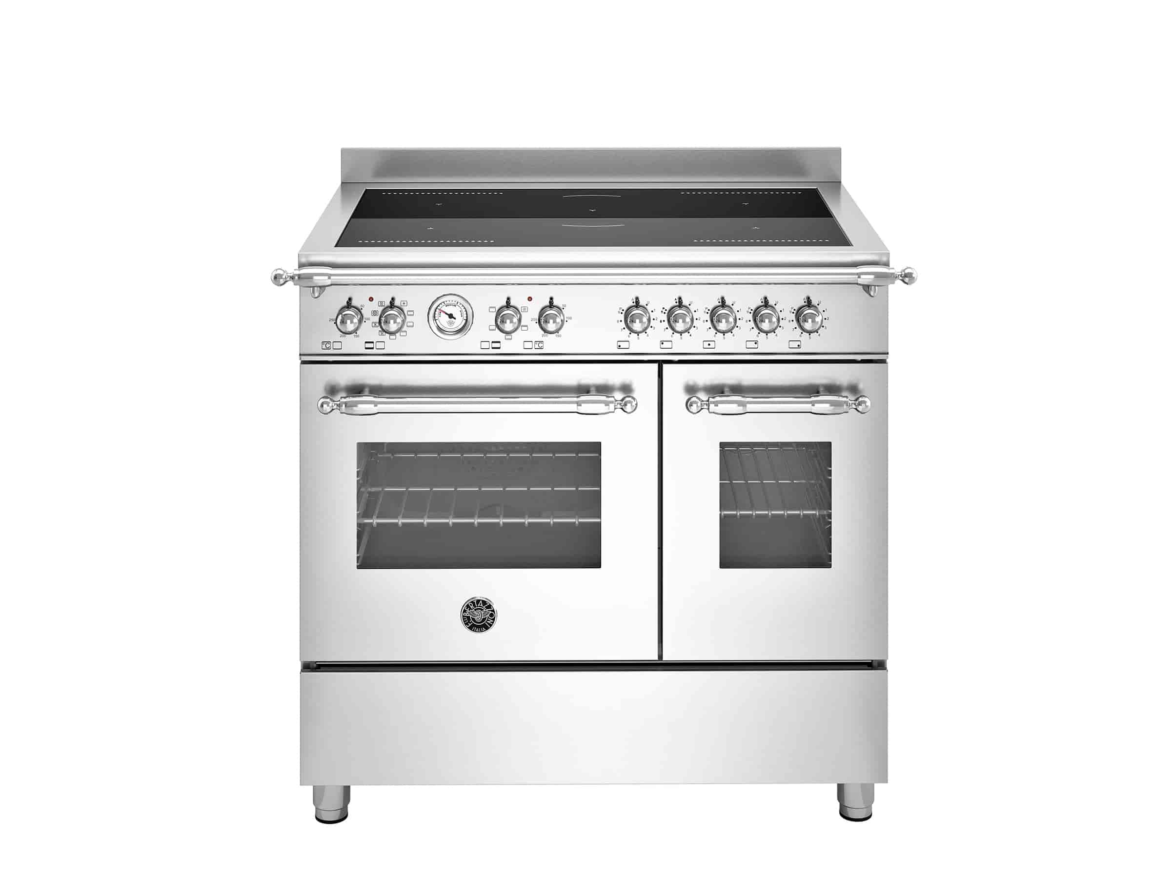 Bertazzoni Heritage-serien Induktionsspis 90 cm, modell C, 5 Zoner, Dubbelugn, Rostfri