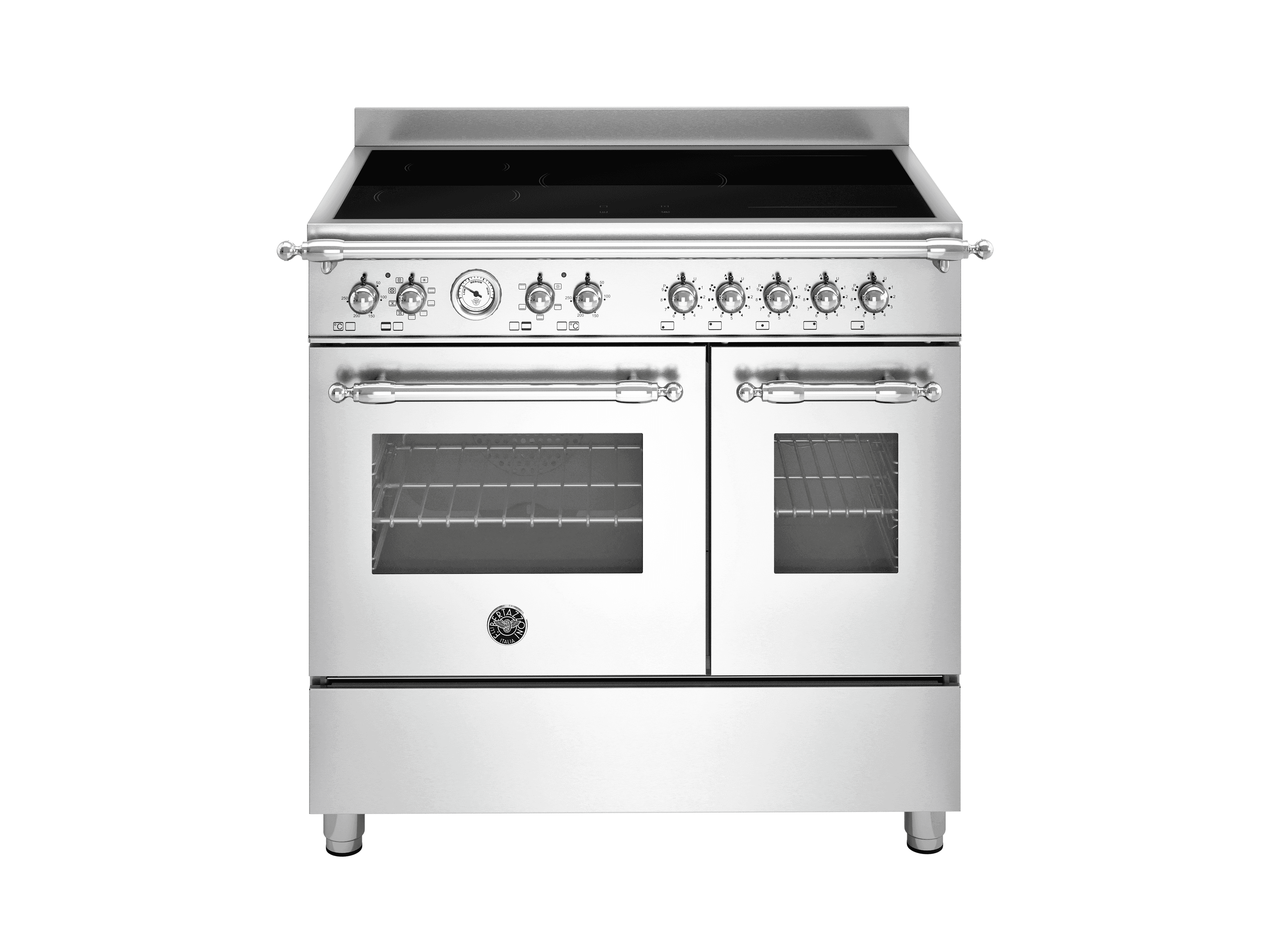 Bertazzoni, Heritage-serien, Induktionsspis utan dekorram, 90 cm, 5 zoner, 2 ugnar. Rostfri
