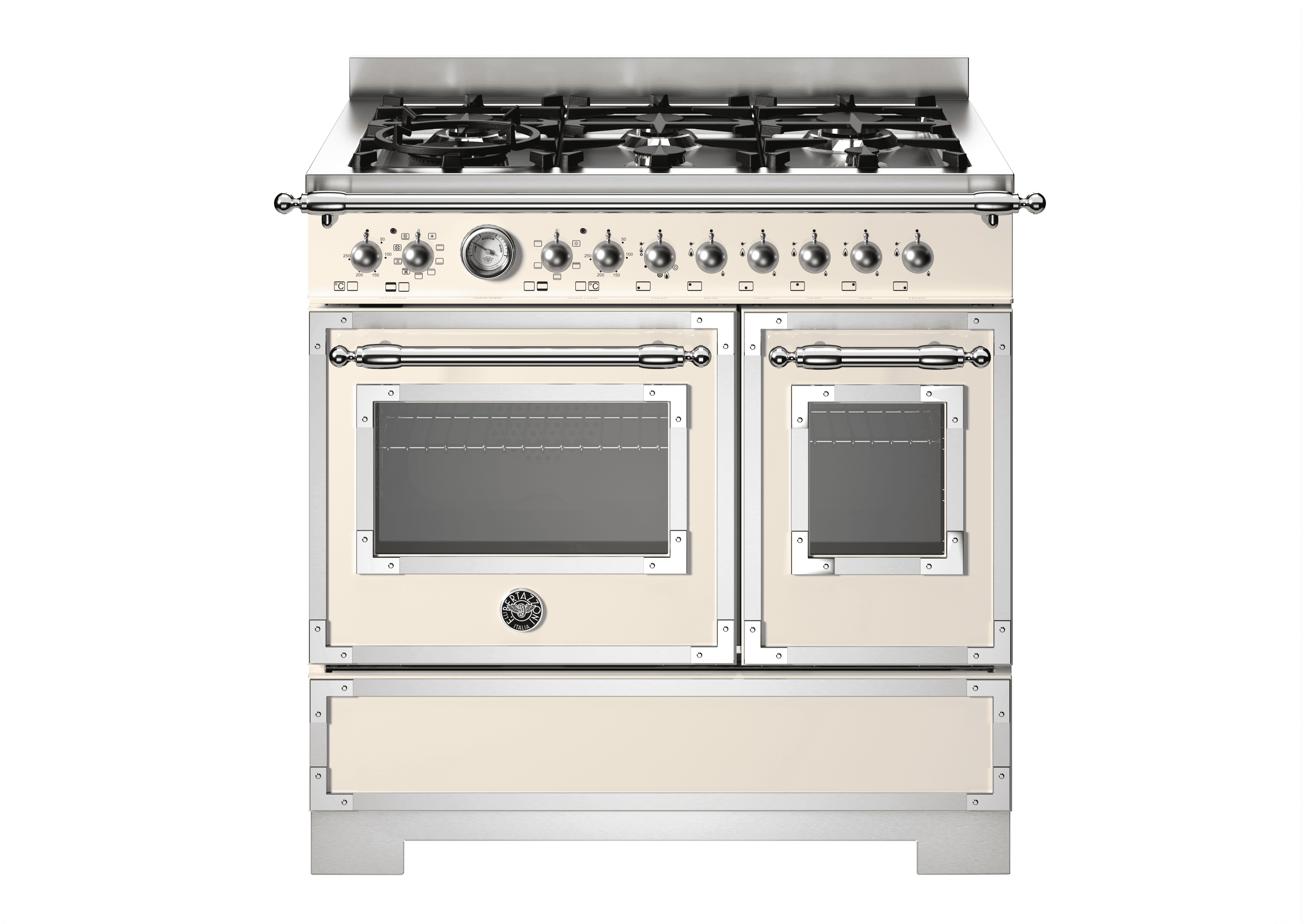 Bertazzoni, Heritage-serien, Gasspis, 90 cm, 6 brännare, 2 ugnar. Elfenbensvit