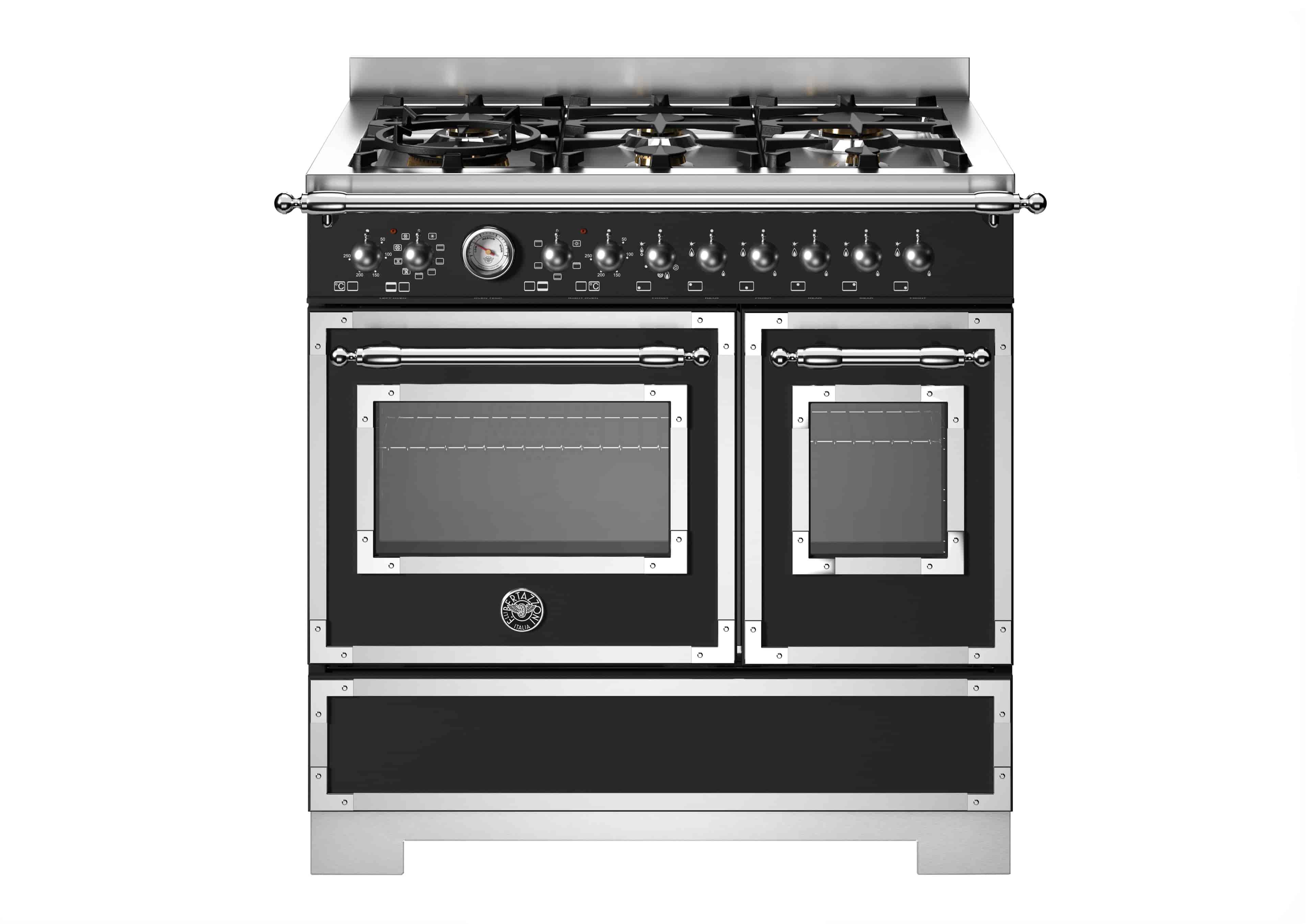 Bertazzoni, Heritage-serien, Gasspis, 90 cm, 6 brännare, 2 ugnar. Mattsvart
