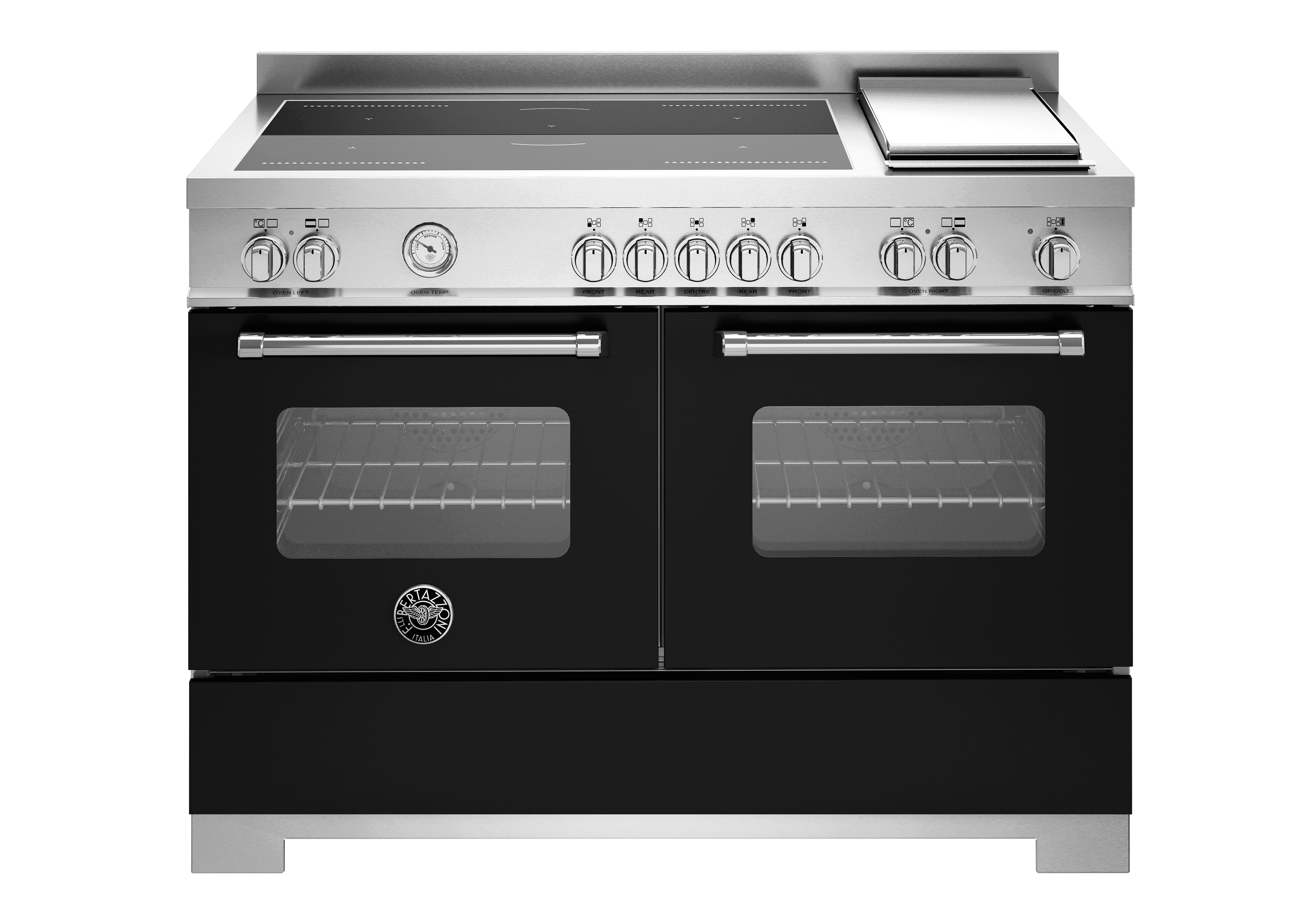 Bertazzoni, Master-serien, Induktionsspis, 120 cm, 5 zoner + elektrisk stekbord, 2 ugnar. Mattsvart