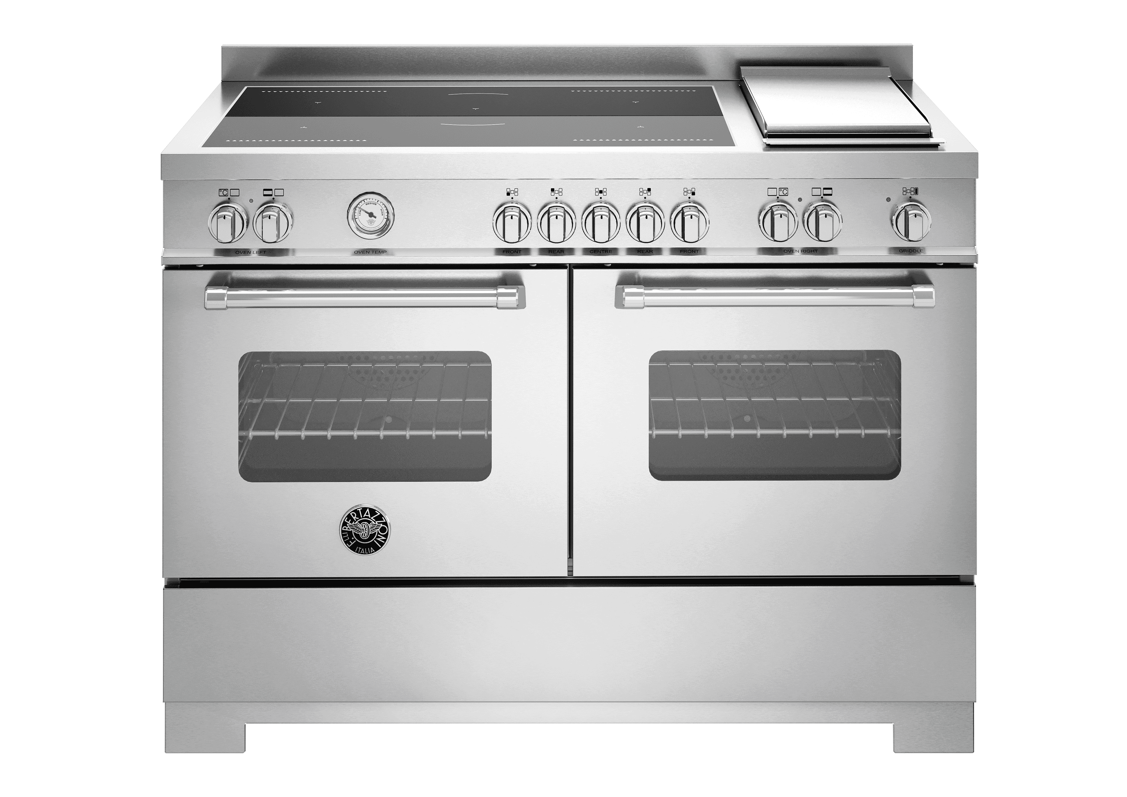Bertazzoni, Master-serien, Induktionsspis, 120 cm, 5 zoner + elektrisk stekbord, 2 ugnar. Rostfri