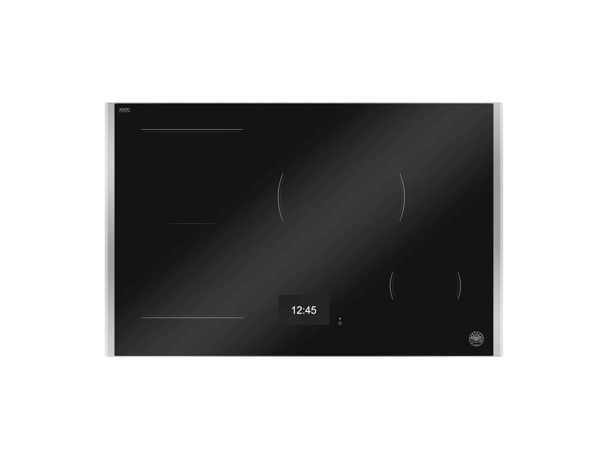 Bertazzoni Super-Premium Induktionshäll, 78 cm, TFT display, 4 zoner (1 Flex) + rostfri ram