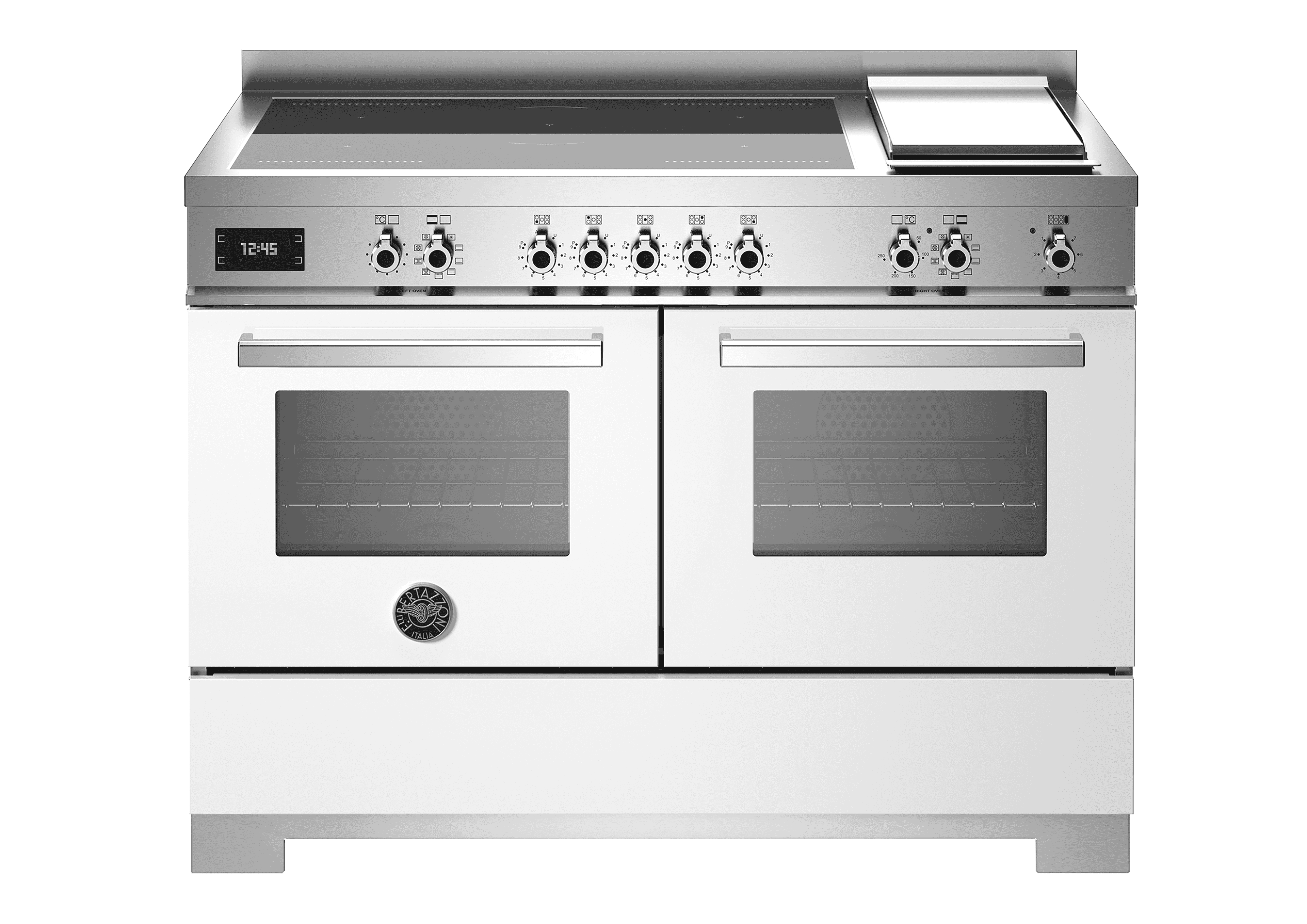 Bertazzoni, Professional-serien, Induktionsspis, 120 cm, 5 zoner + elektrisk stekbord, 2 ugnar. Vit
