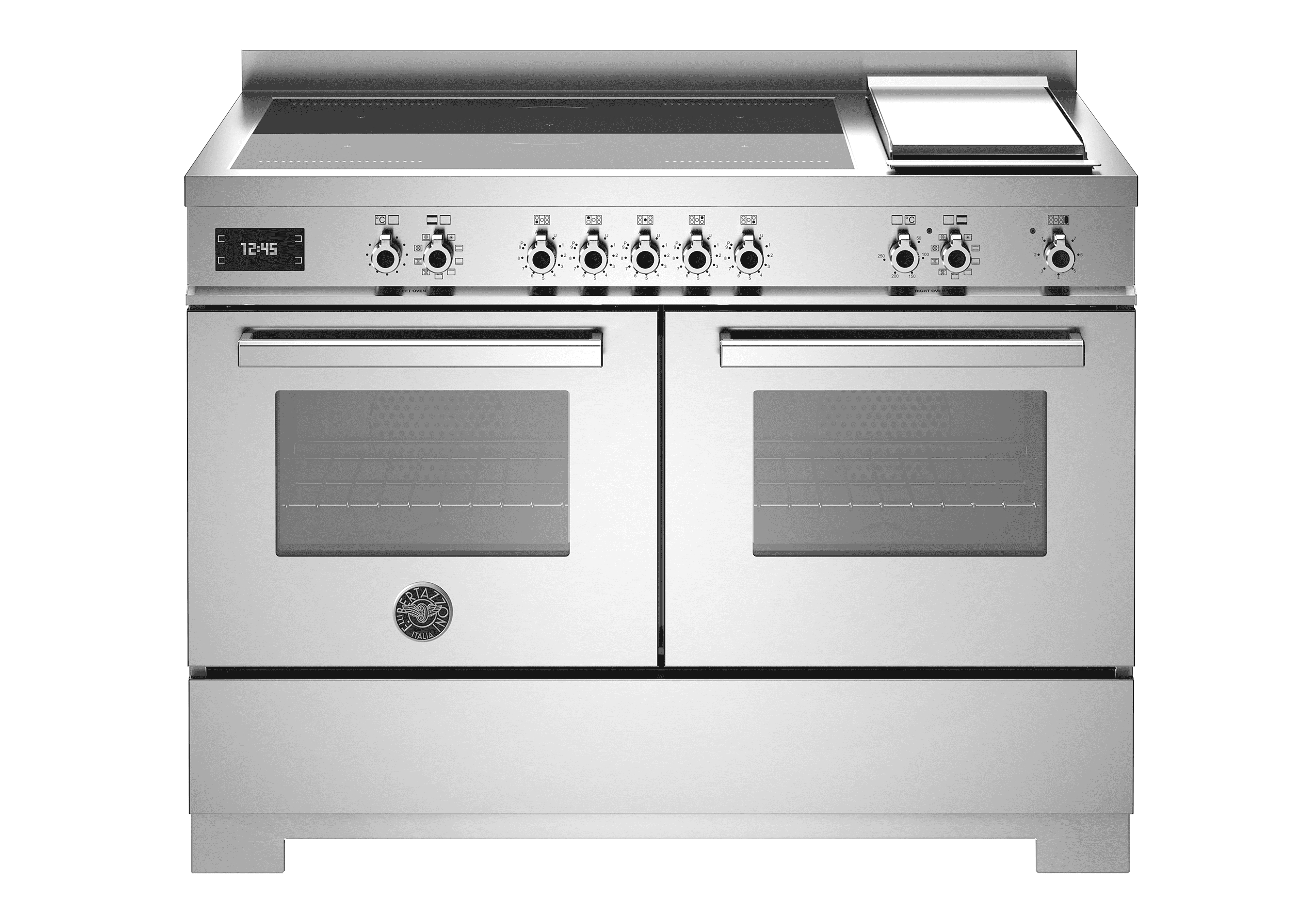 Bertazzoni, Professional-serien, Induktionsspis, 120 cm, 5 zoner + elektrisk stekbord, 2 ugnar. Rostfri