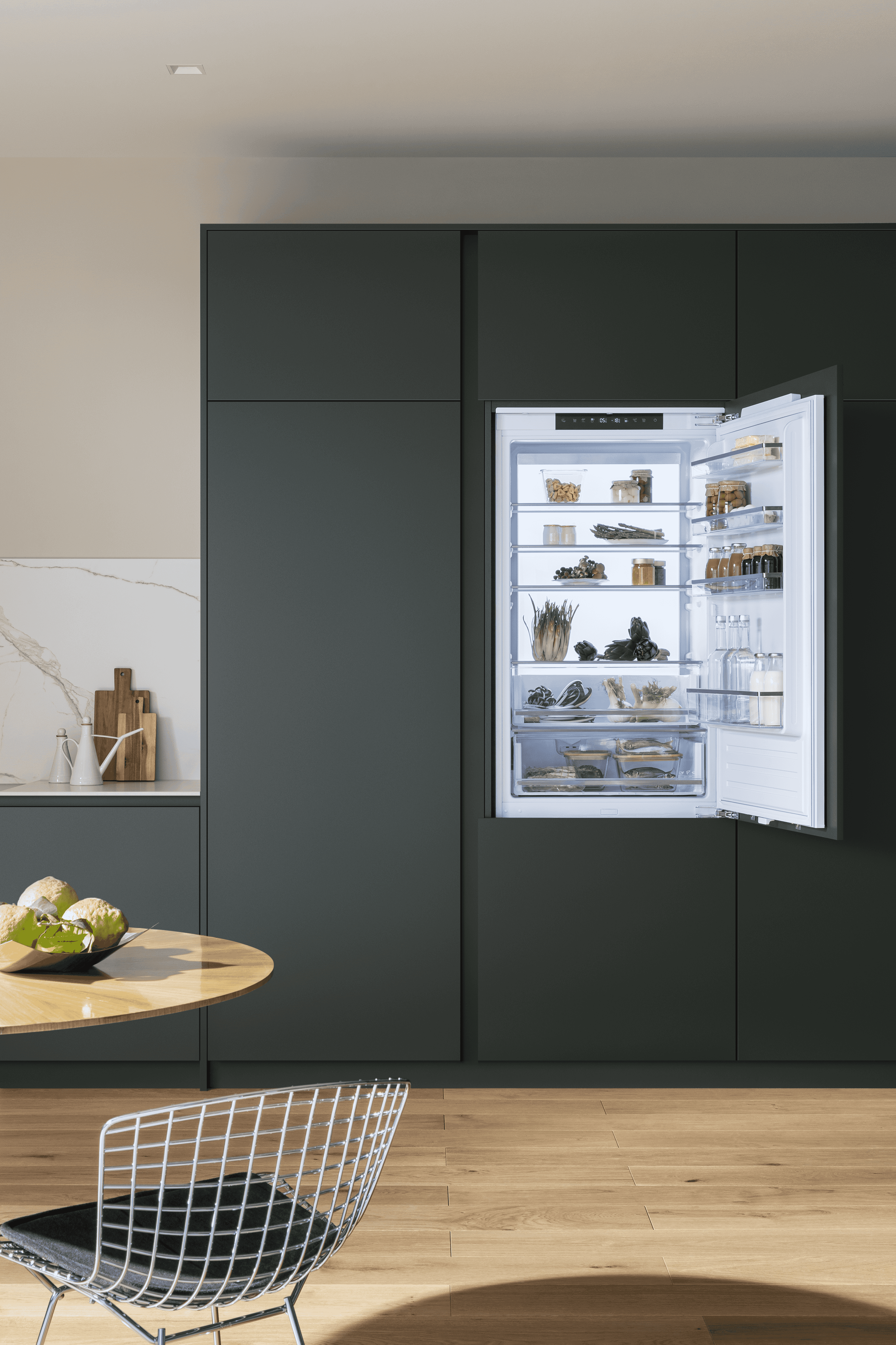 Bertazzoni, 70 cm bred helintegrerad kyl/frys med Sliding-lucka, 193 hög