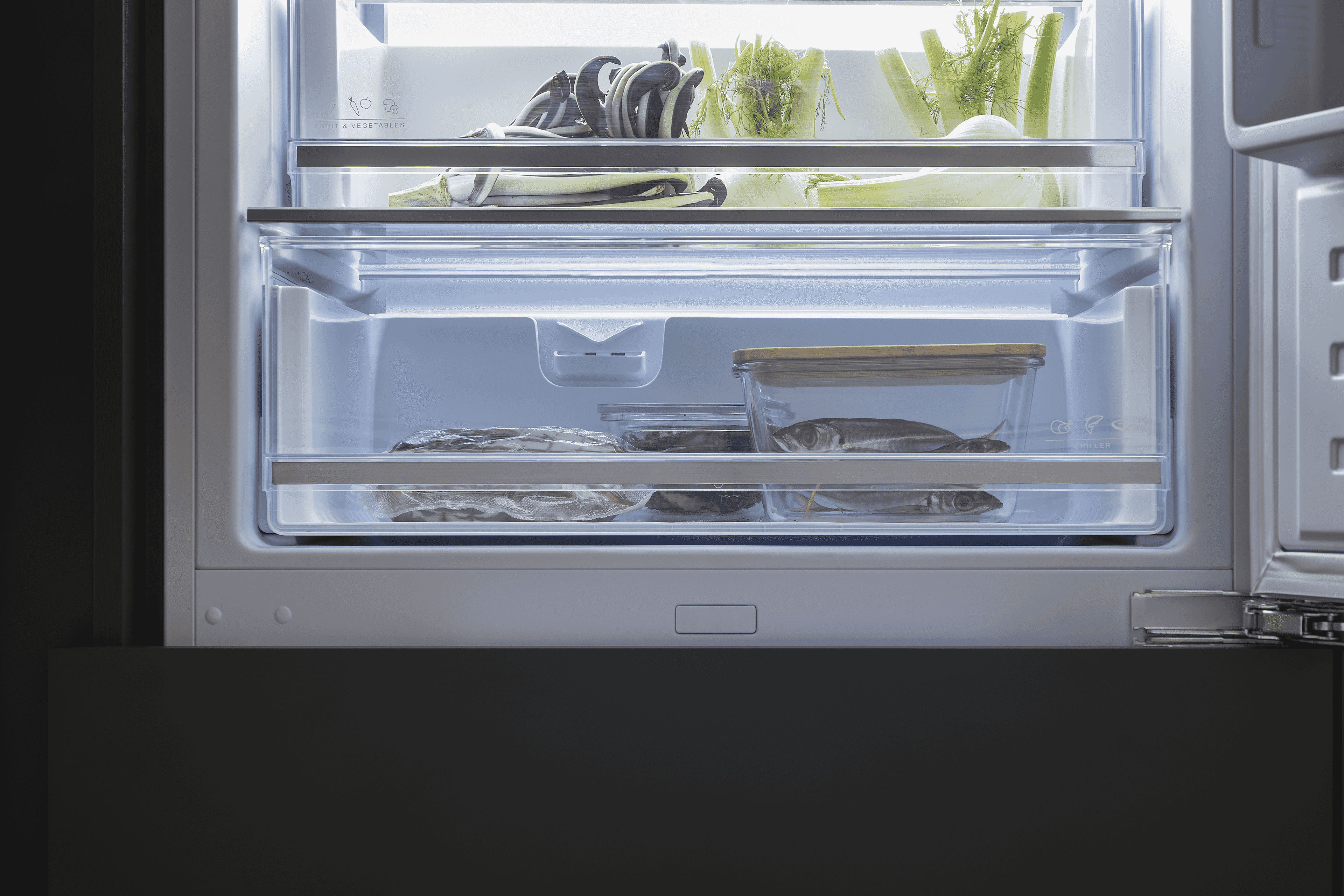 Bertazzoni, 70 cm bred helintegrerad kyl/frys med Sliding-lucka, 193 hög