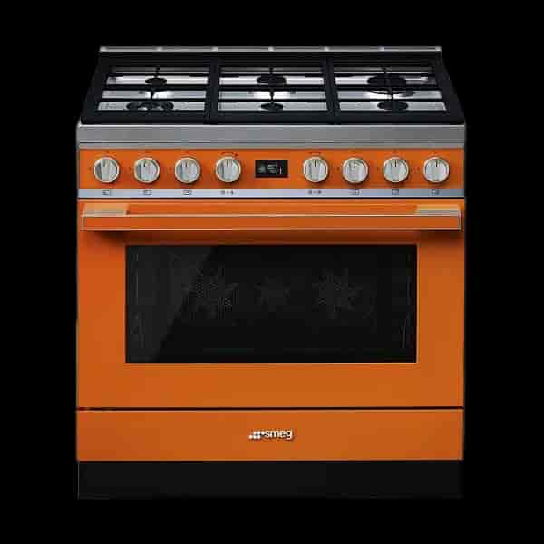 Smeg Portofino Gasspis, Pyrolysugn, 90cm Orange, CPF9GPOR