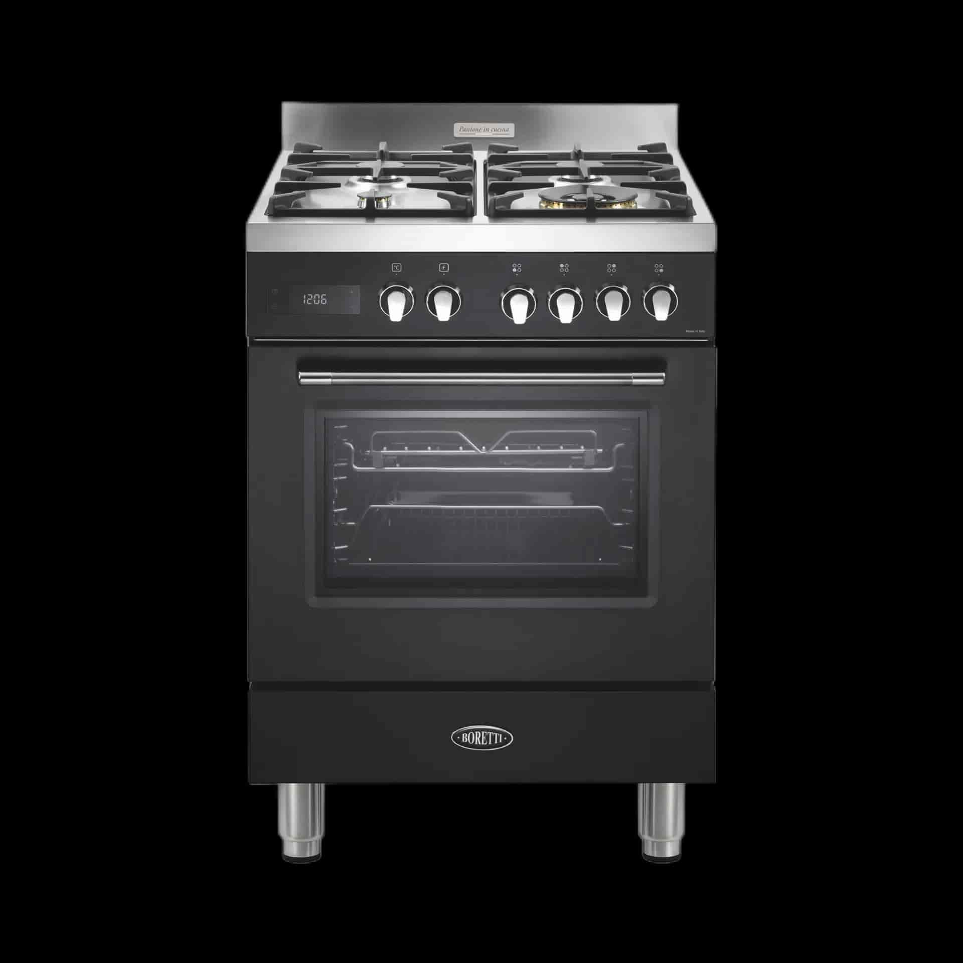 Boretti Toscana gasspis 60cm, 4 brännare , 1 ugn anthracite