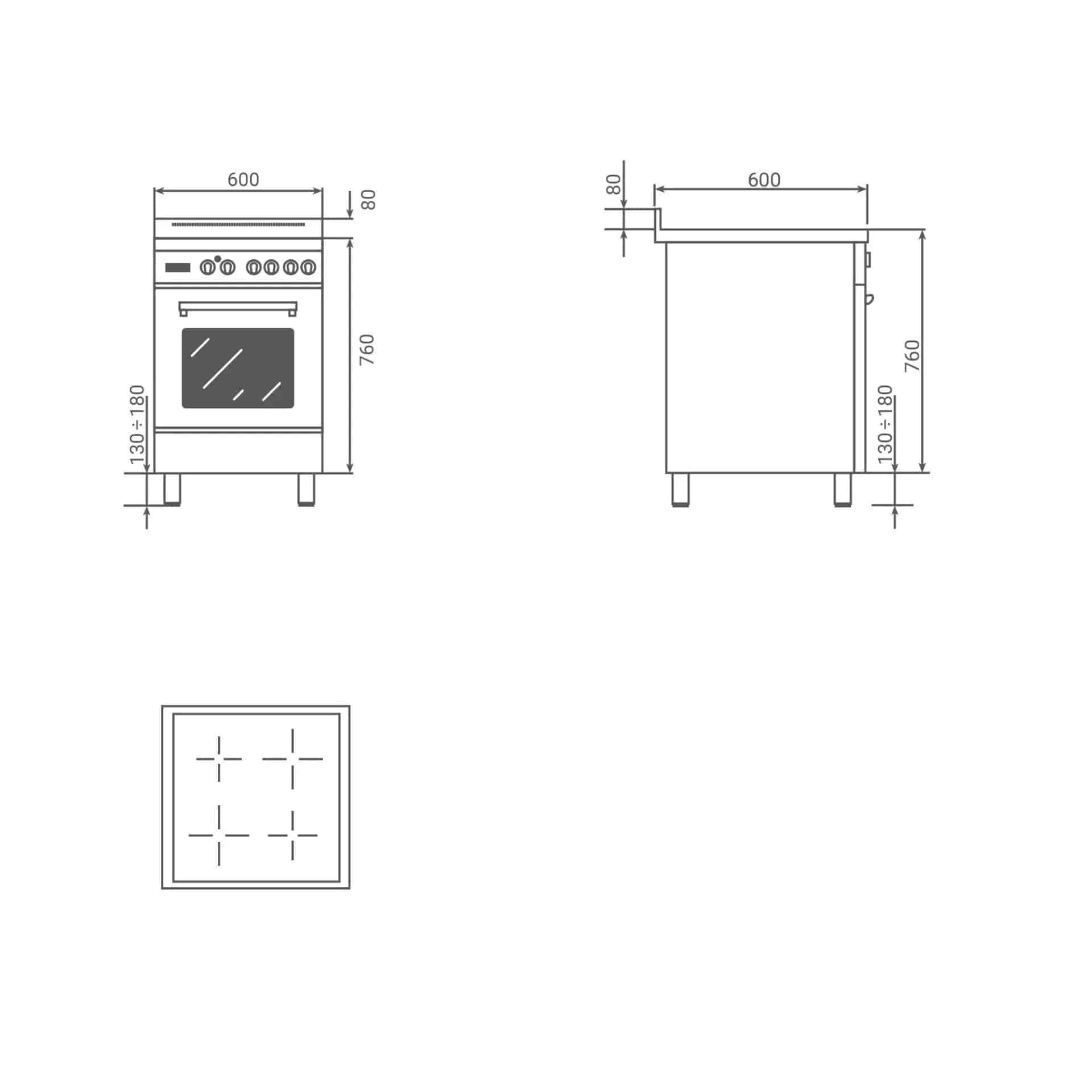 Boretti Toscana induktionsspis 60cm, 4 zoner, antracite