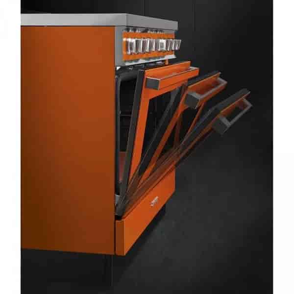 Smeg Portofino Gasspis, Pyrolysugn, 90cm Orange, CPF9GPOR