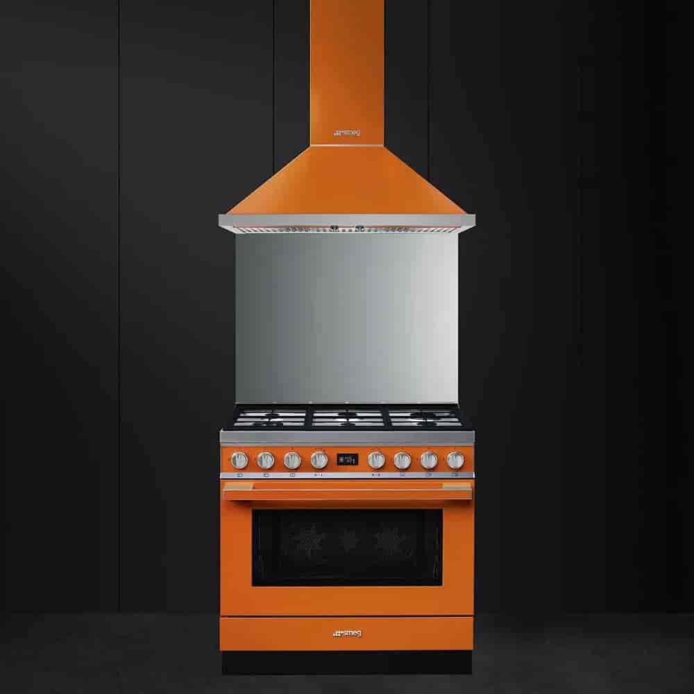 Smeg Portofino Gasspis, 90cm Orange, CPF9GMOR