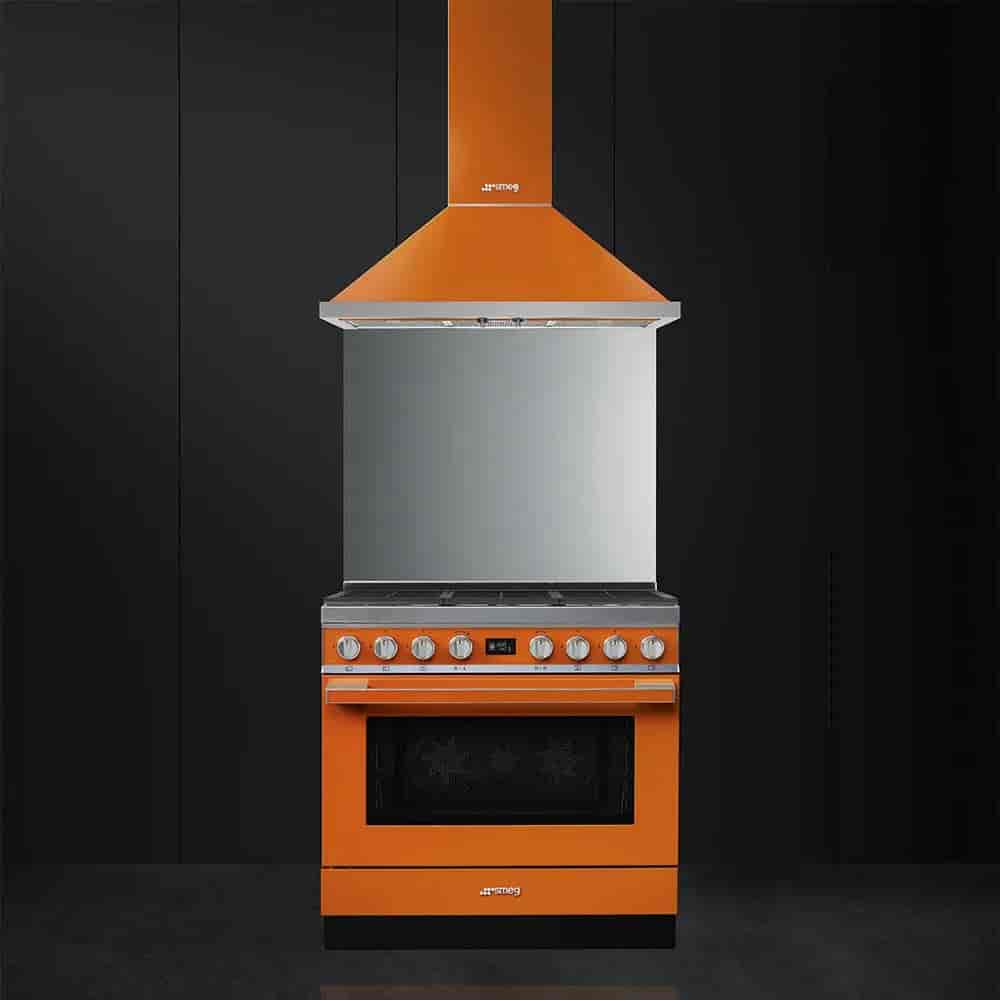 Smeg Portofino Gasspis, 90cm Orange, CPF9GMOR