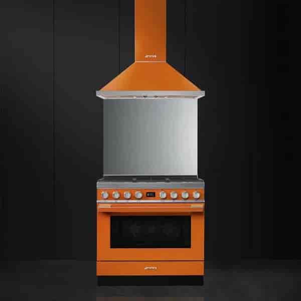 Smeg Portofino Gasspis, Pyrolysugn, 90cm Orange, CPF9GPOR