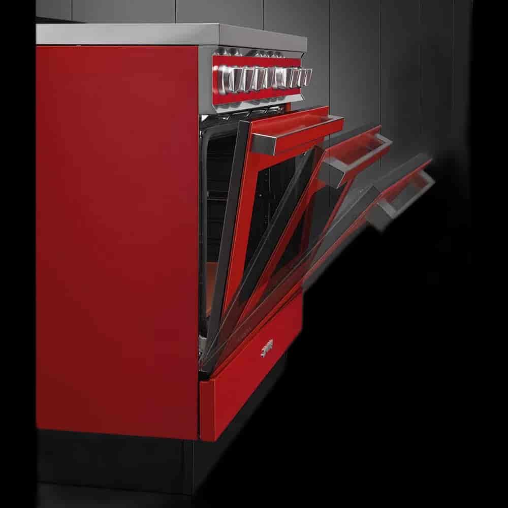 Smeg Portofino Gasspis, Pyrolysugn, 90cm Röd, CPF9GPR