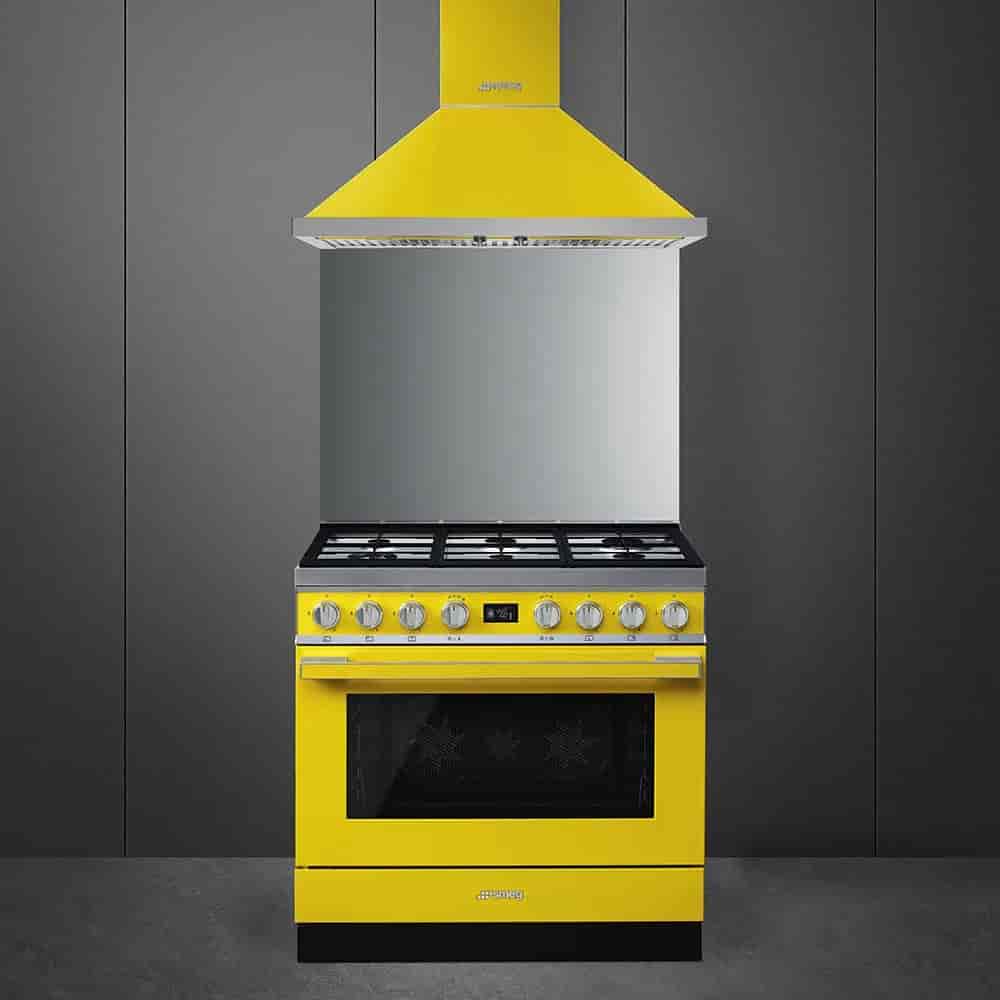 Smeg Portofino Gasspis, Pyrolysugn, 90cm Gul, CPF9GPYW