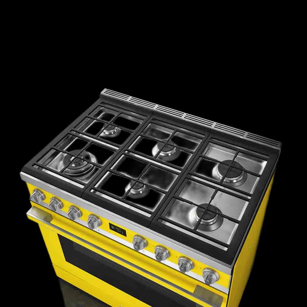 Smeg Portofino Gasspis, Pyrolysugn, 90cm Gul, CPF9GPYW