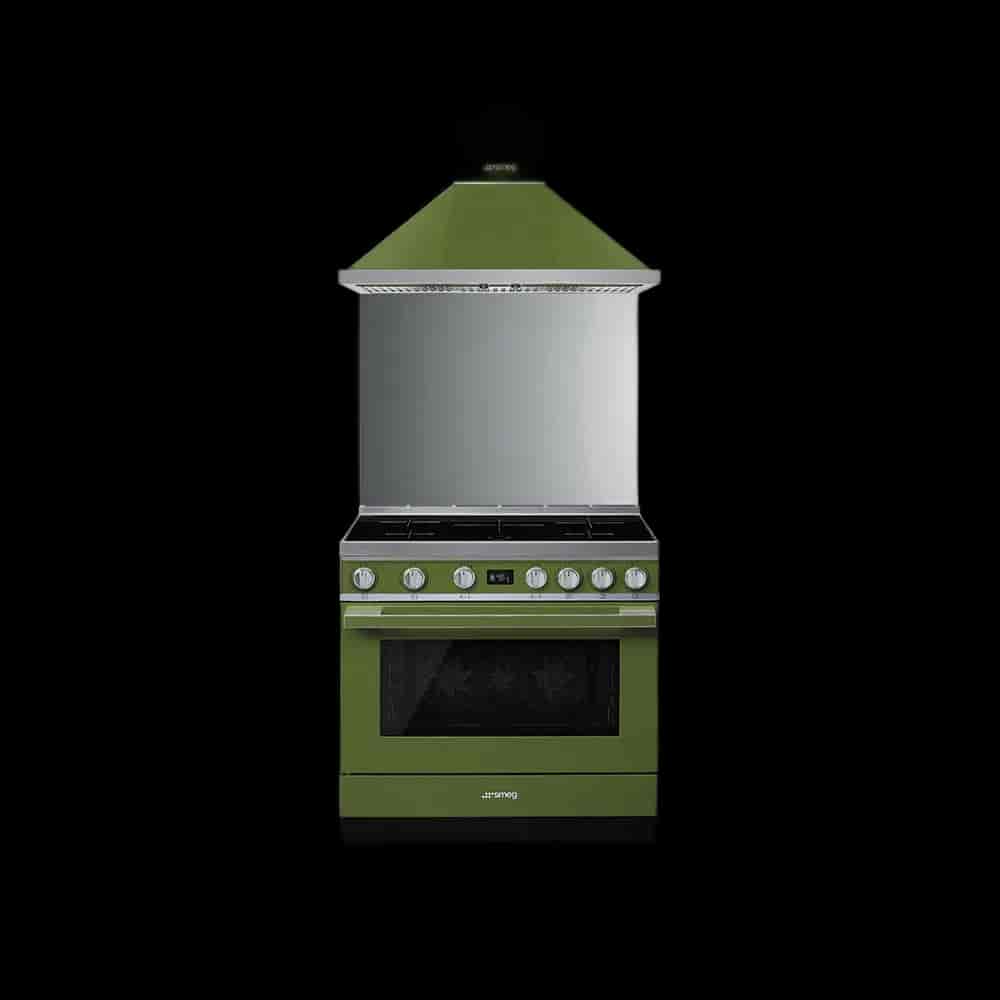 Smeg Portofino Induktionsspis, Pyrolysugn, 90cm, Grön - CPF9IPOG