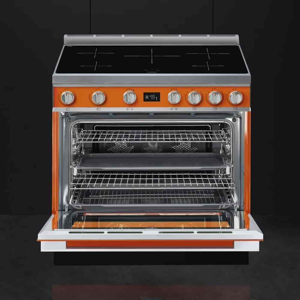 Smeg Portofino Induktionsspis, Pyrolysugn, 90cm Orange - CPF9IPOR