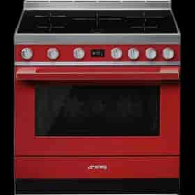 Smeg portofino Induktionsspis, Pyrolysugn, 90cm, Röd- CPF9IPR  