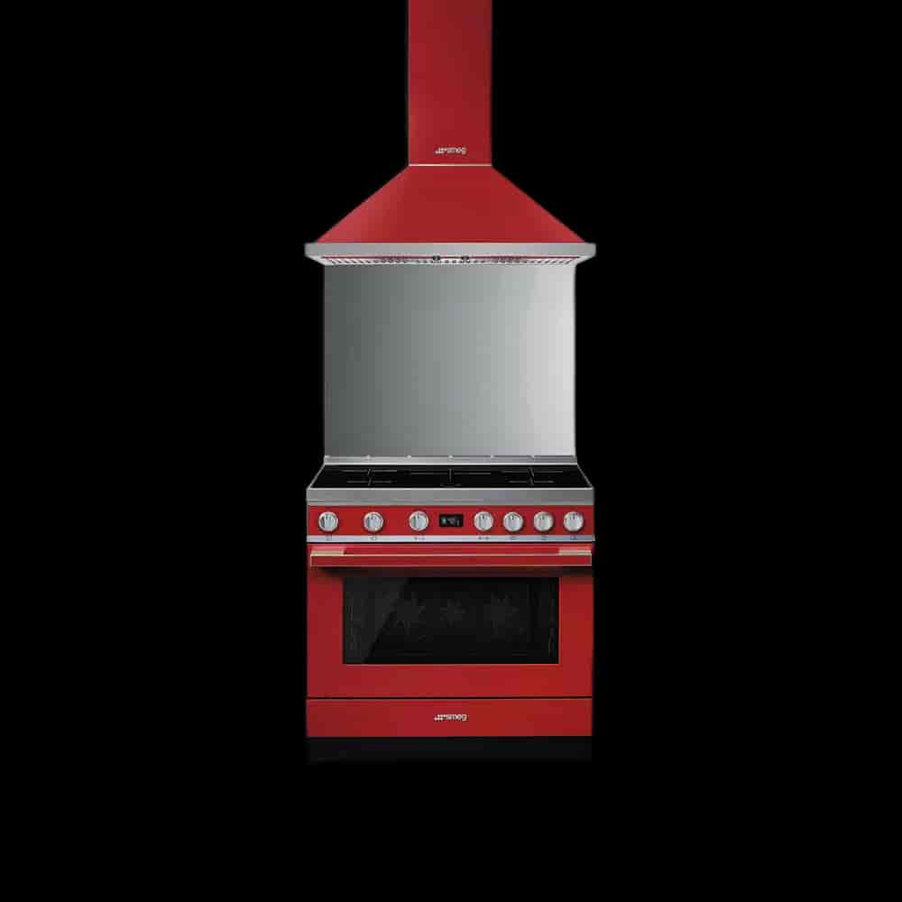 Smeg portofino Induktionsspis, Pyrolysugn, 90cm, Röd- CPF9IPR  