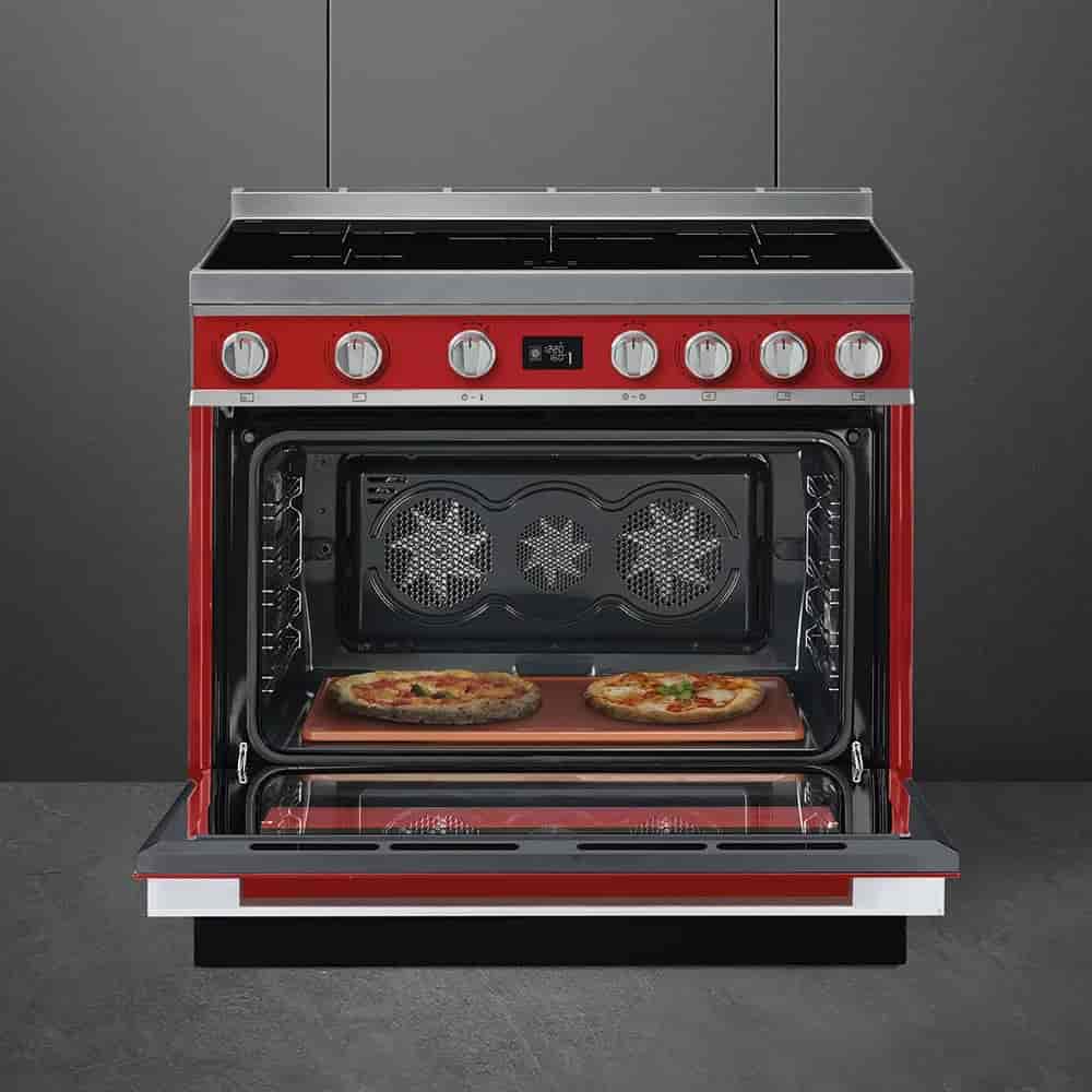 Smeg portofino Induktionsspis, Pyrolysugn, 90cm, Röd- CPF9IPR  