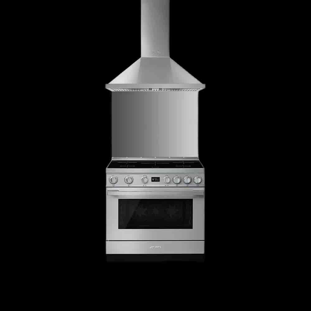 Smeg Portofino Induktionsspis, Pyrolysugn, 90cm, Rostfritt stål - CPF9IPX