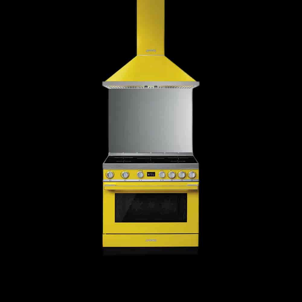 Smeg Portofino Induktionsspis, Pyrolysugn, 90cm, Gul - CPF9IPYW