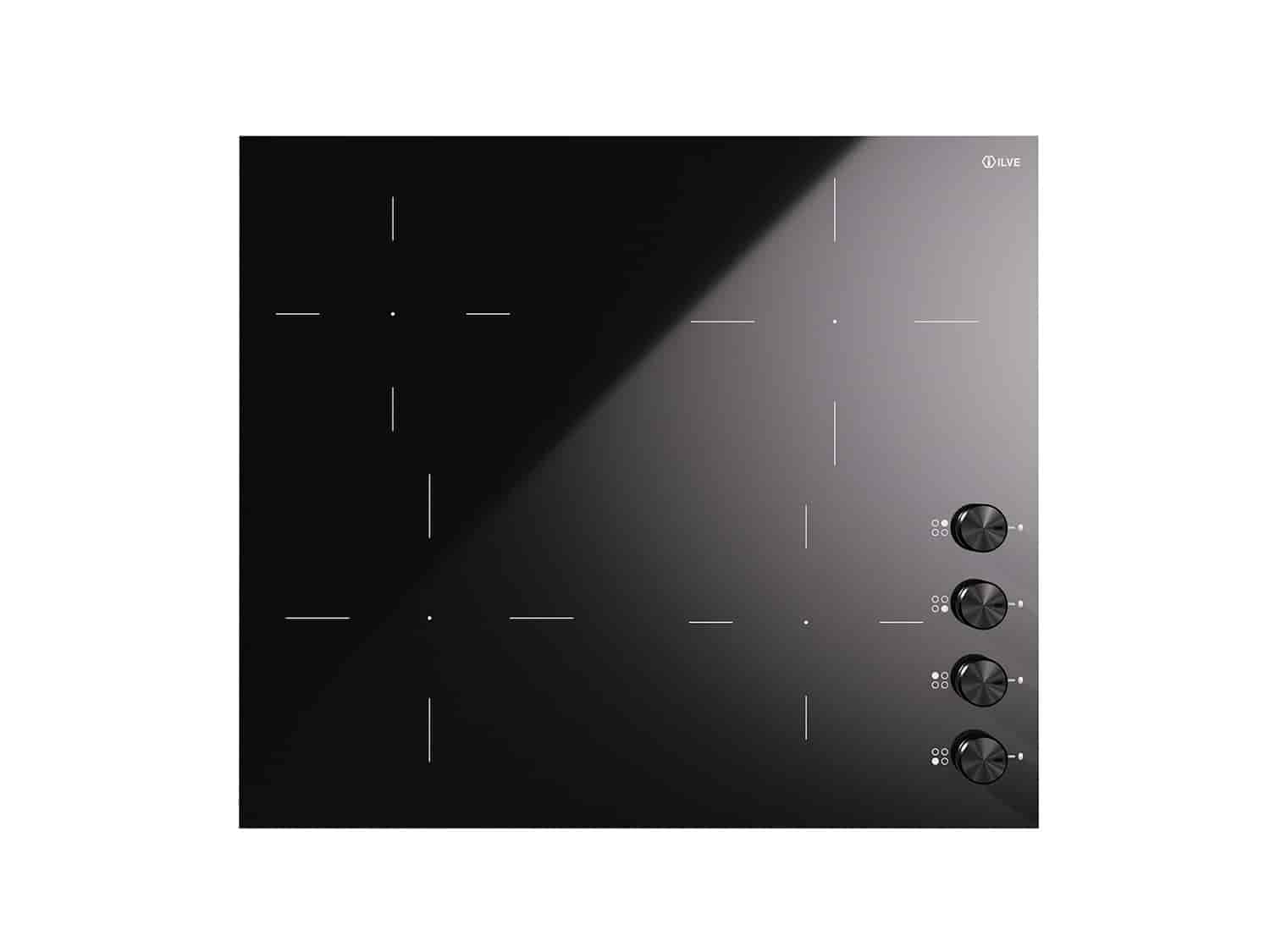 Ilve, Professional Plus induktionshäll 60 cm, 4 zoner, vred mattsvart