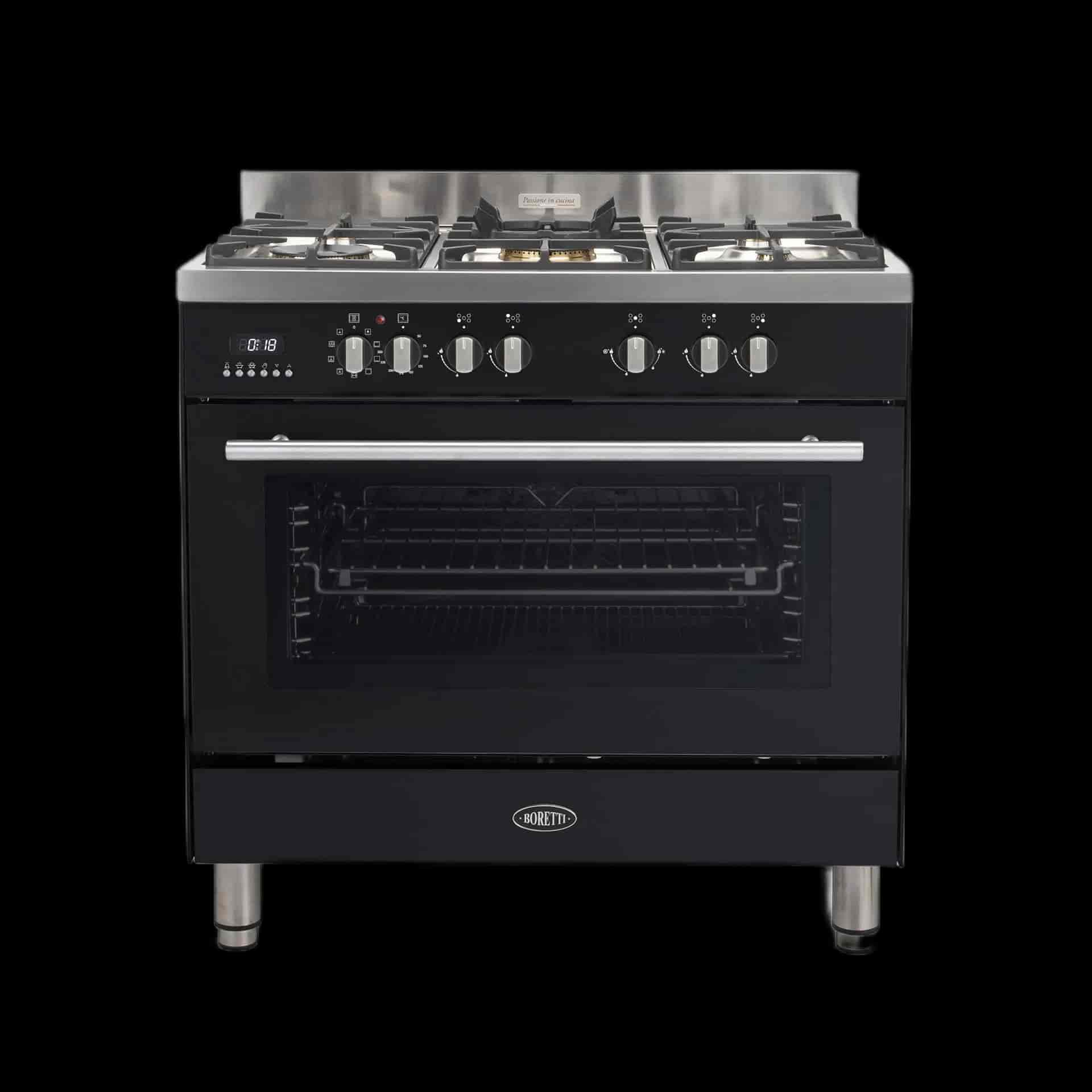 Boretti Milano gasspis 90cm, 5 brännare, 1 ugn, anthracite