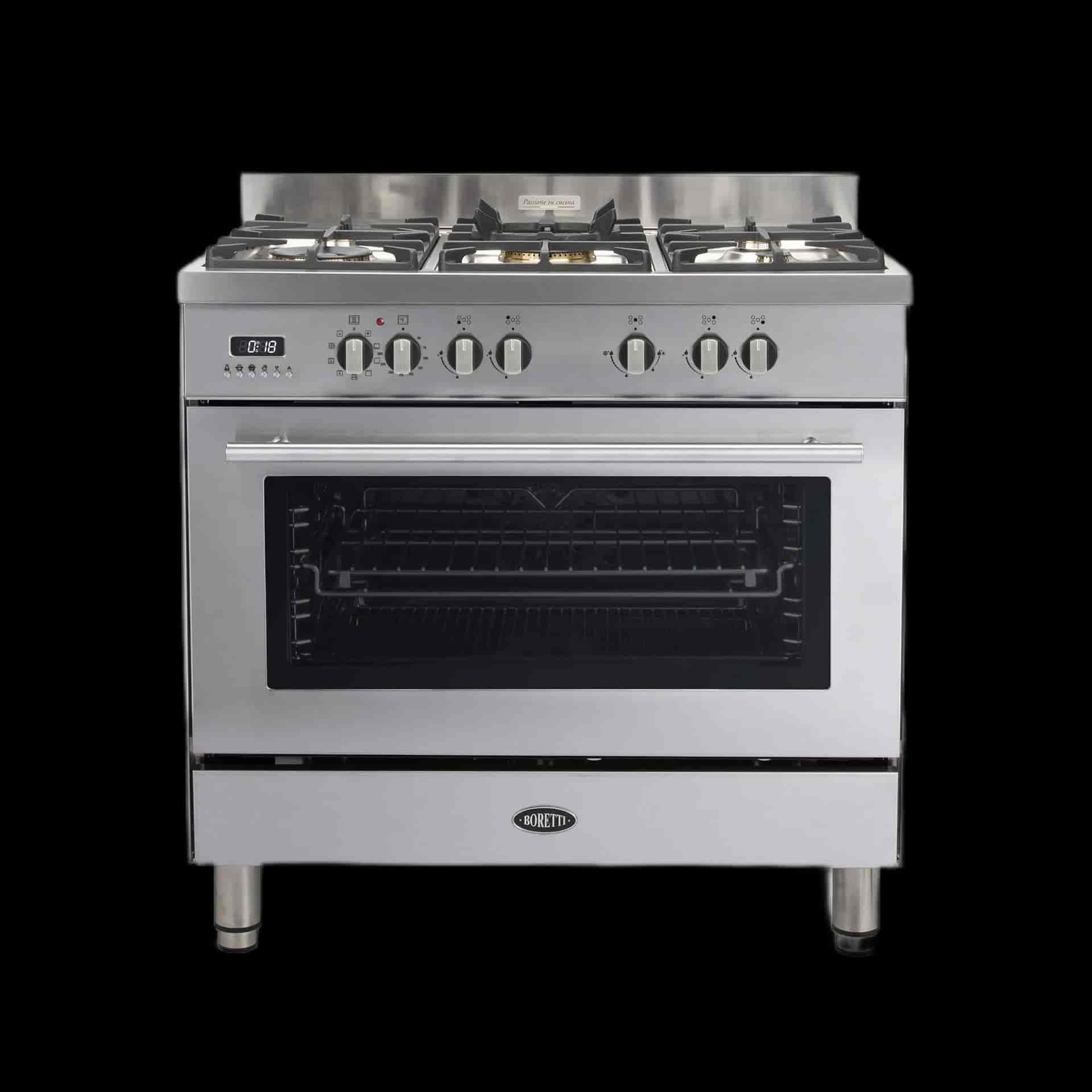 Boretti Milano gasspis 90cm, 5 brännare, 1 ugn, rostfri