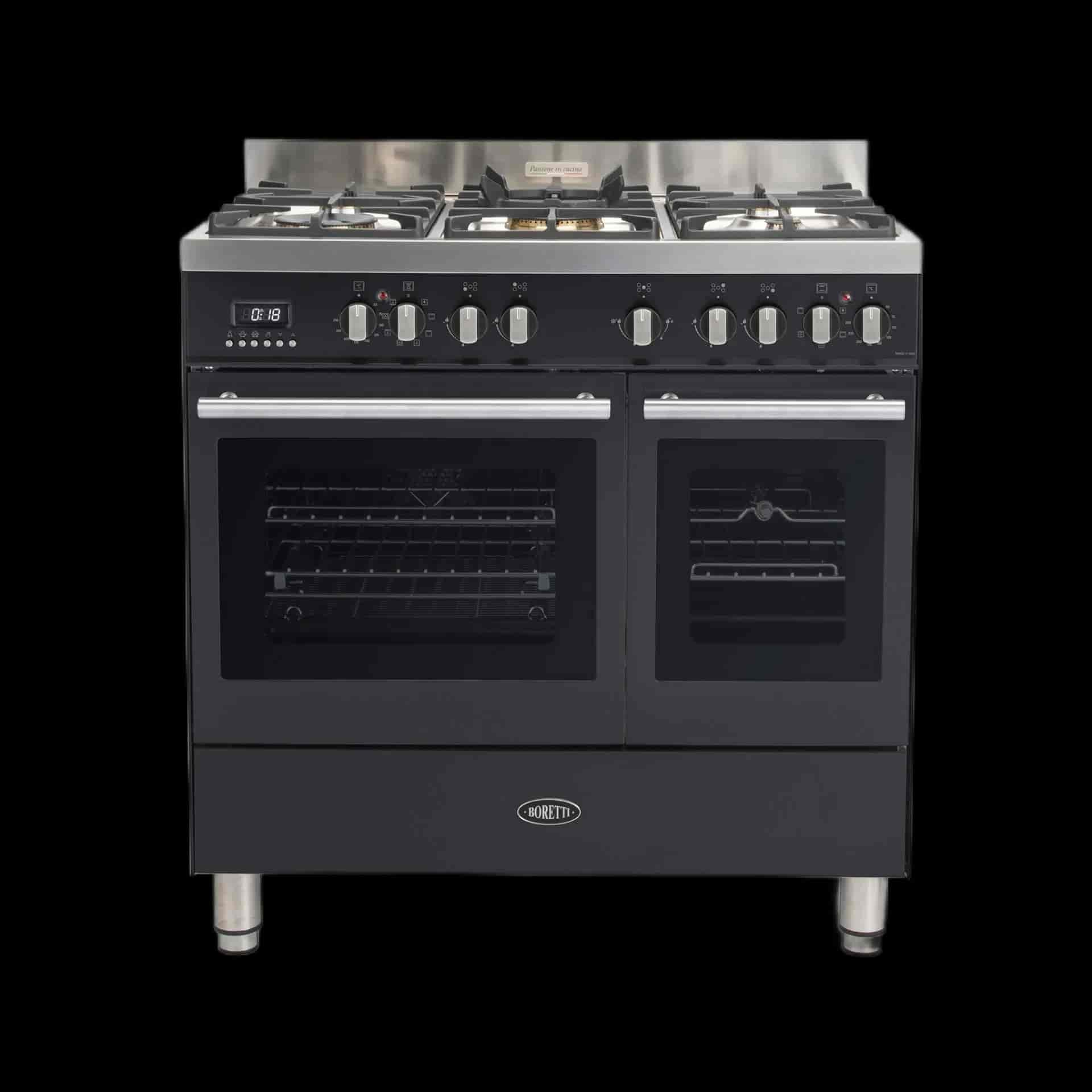 Boretti Milano gasspis 90cm, 5 brännare, 2 ugnar, anthracite