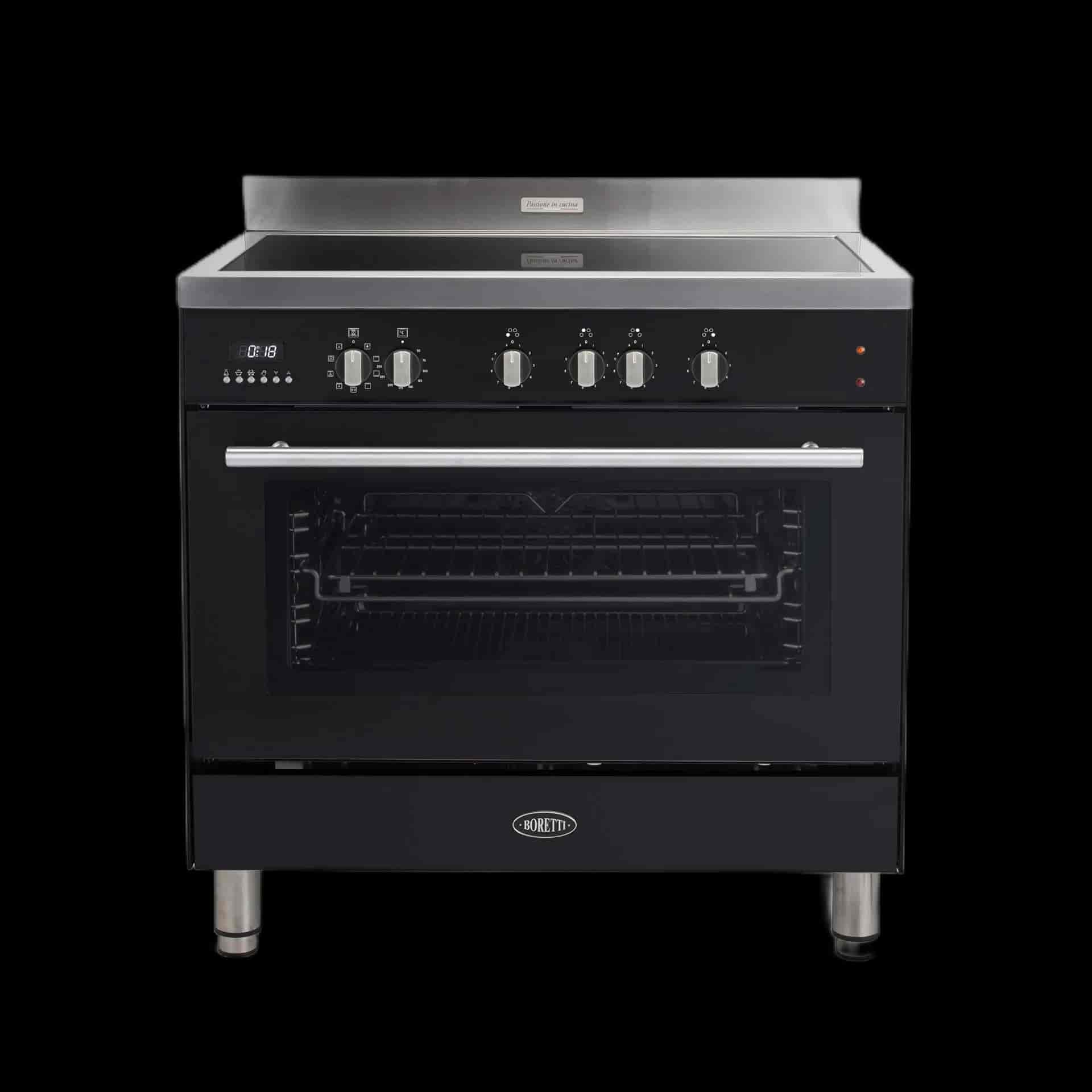 Boretti Milano induktionsspis 90cm, 4 zoner, 1 ugn, anthracite