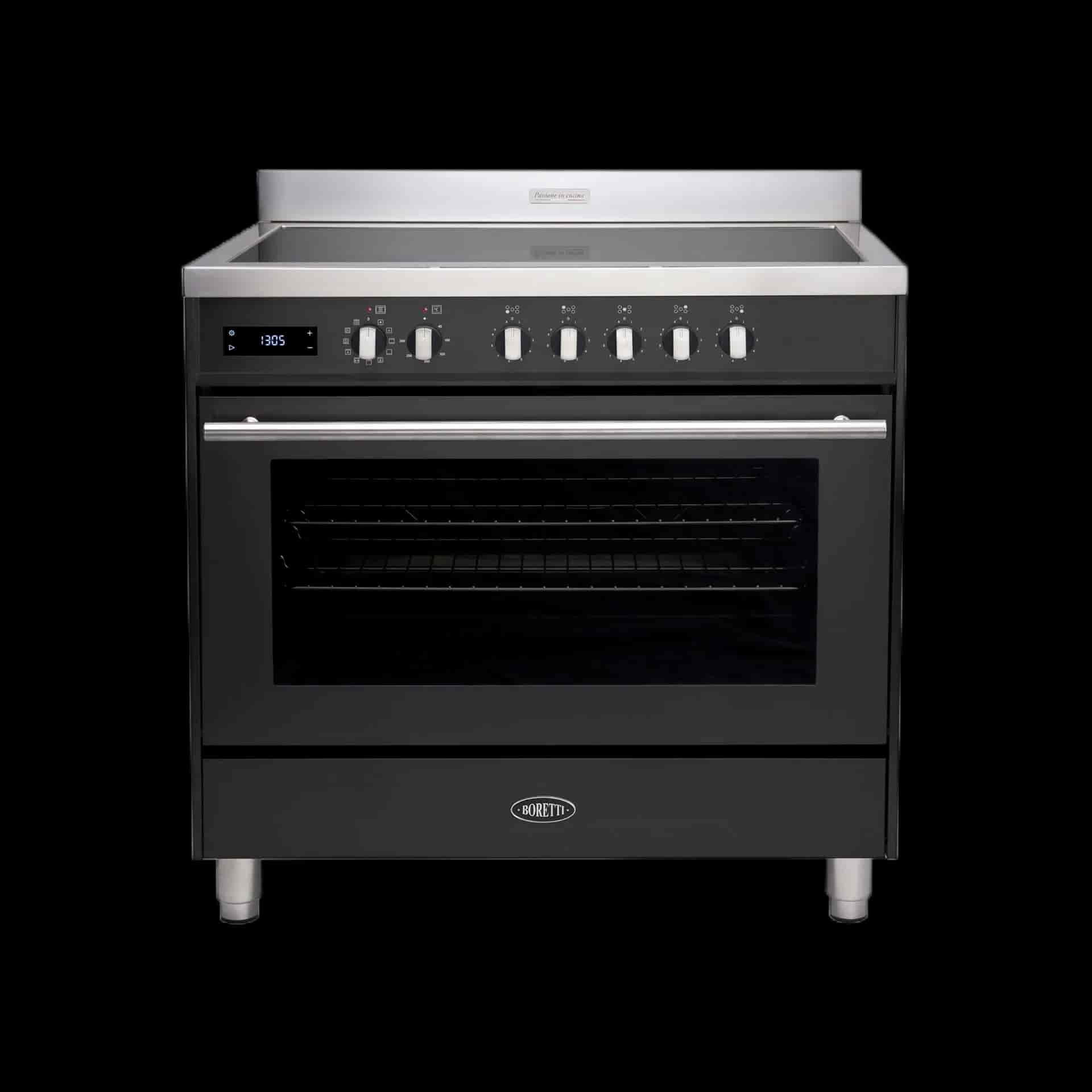 Boretti Milano Induktionsspis 90cm, 5 zoner + Flex, 1 ugn, Anthracite