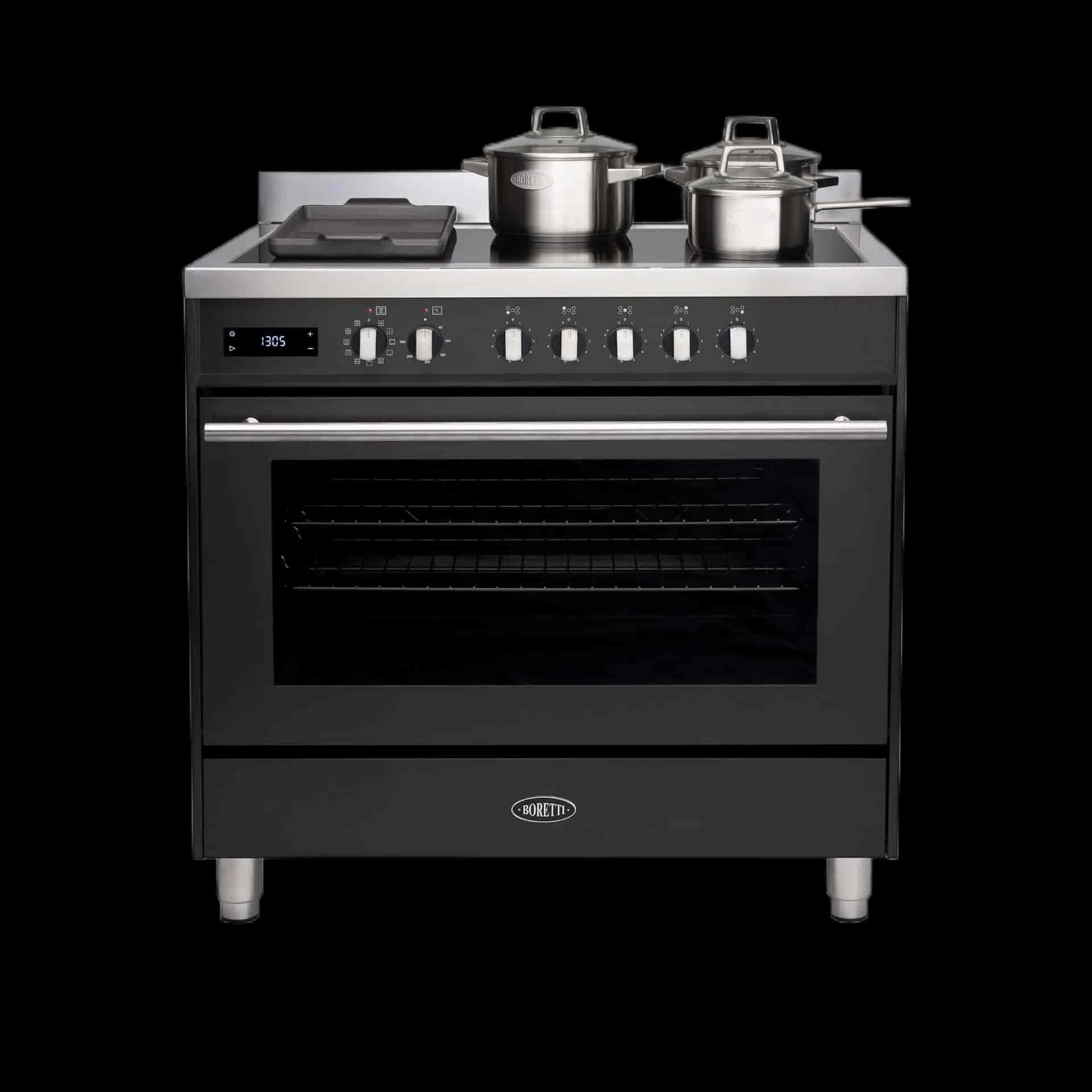 Boretti Milano Induktionsspis 90cm, 5 zoner + Flex, 1 ugn, Anthracite