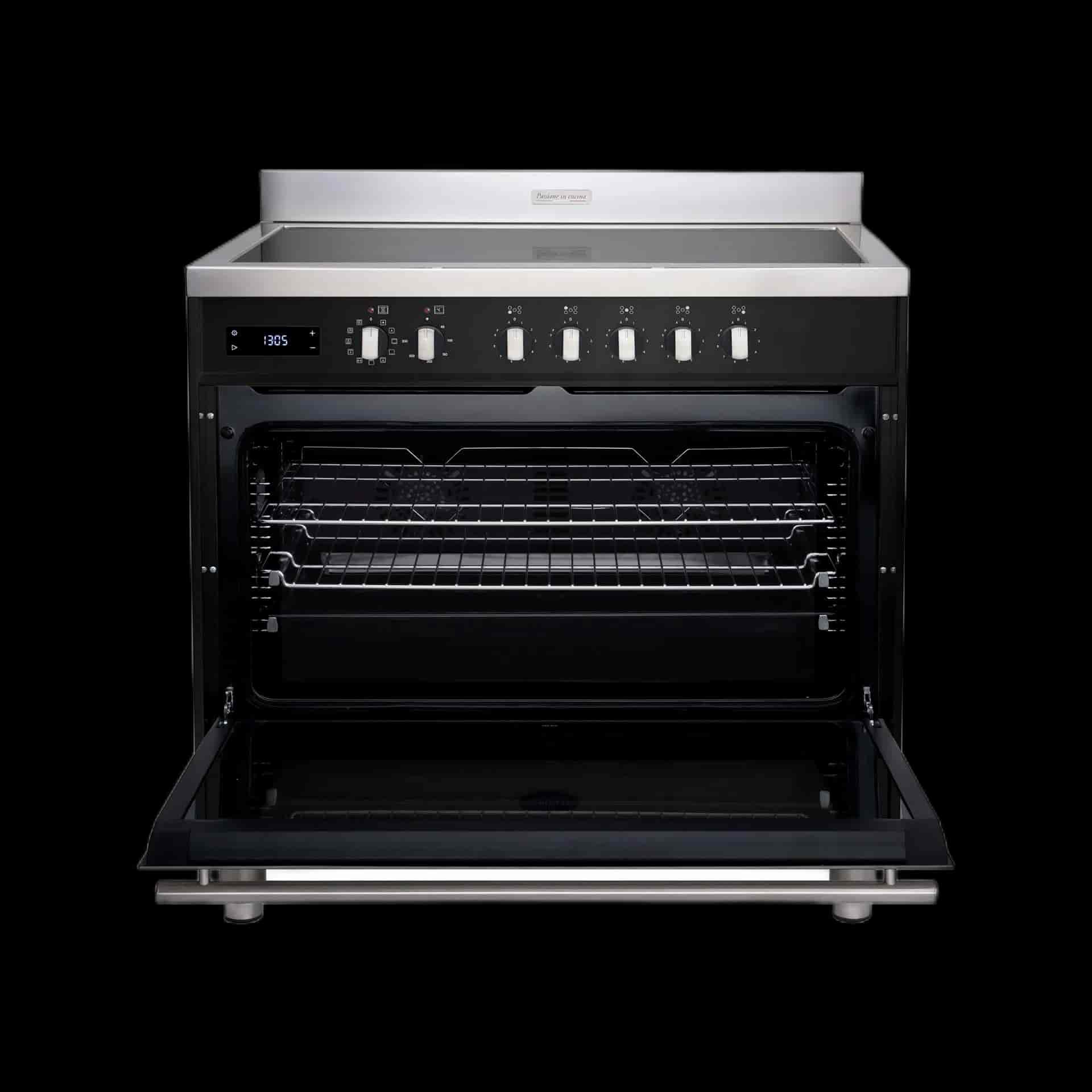 Boretti Milano Induktionsspis 90cm, 5 zoner + Flex, 1 ugn, svart