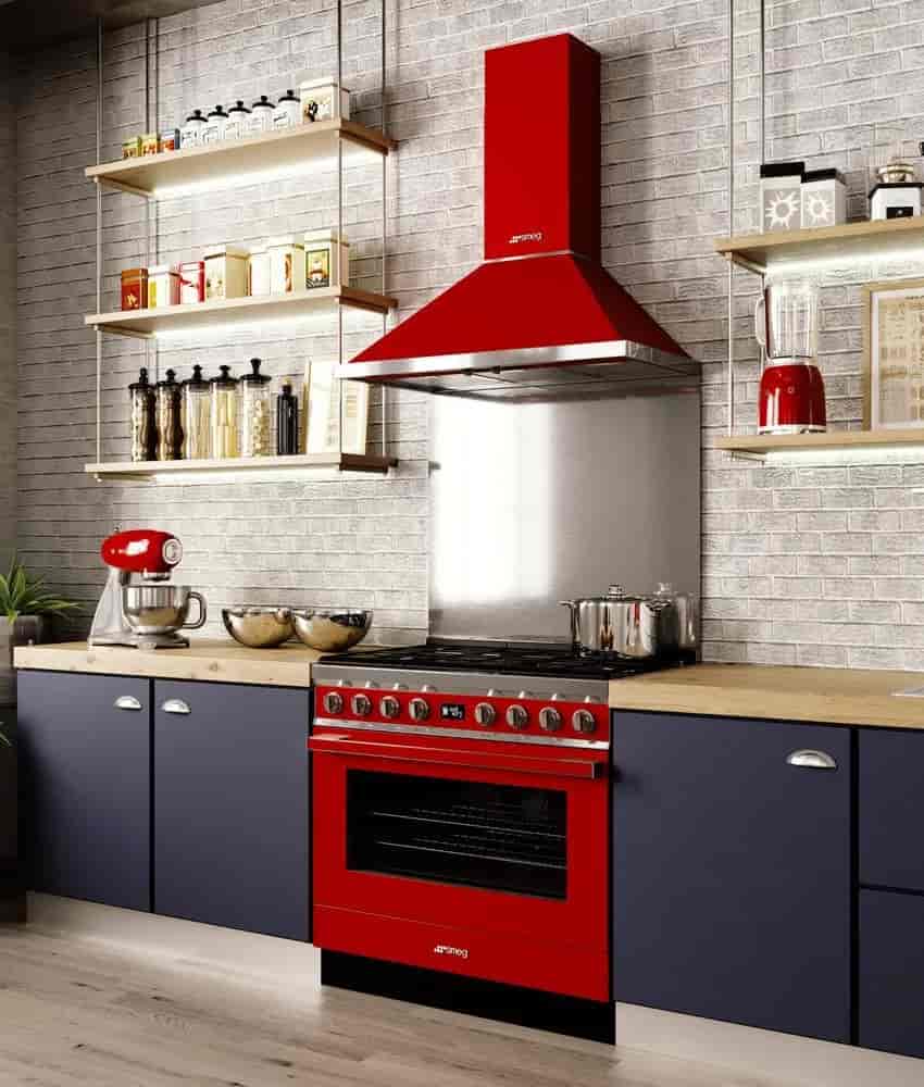 Smeg Portofino Gasspis, 90cm Röd, CPF9GMR